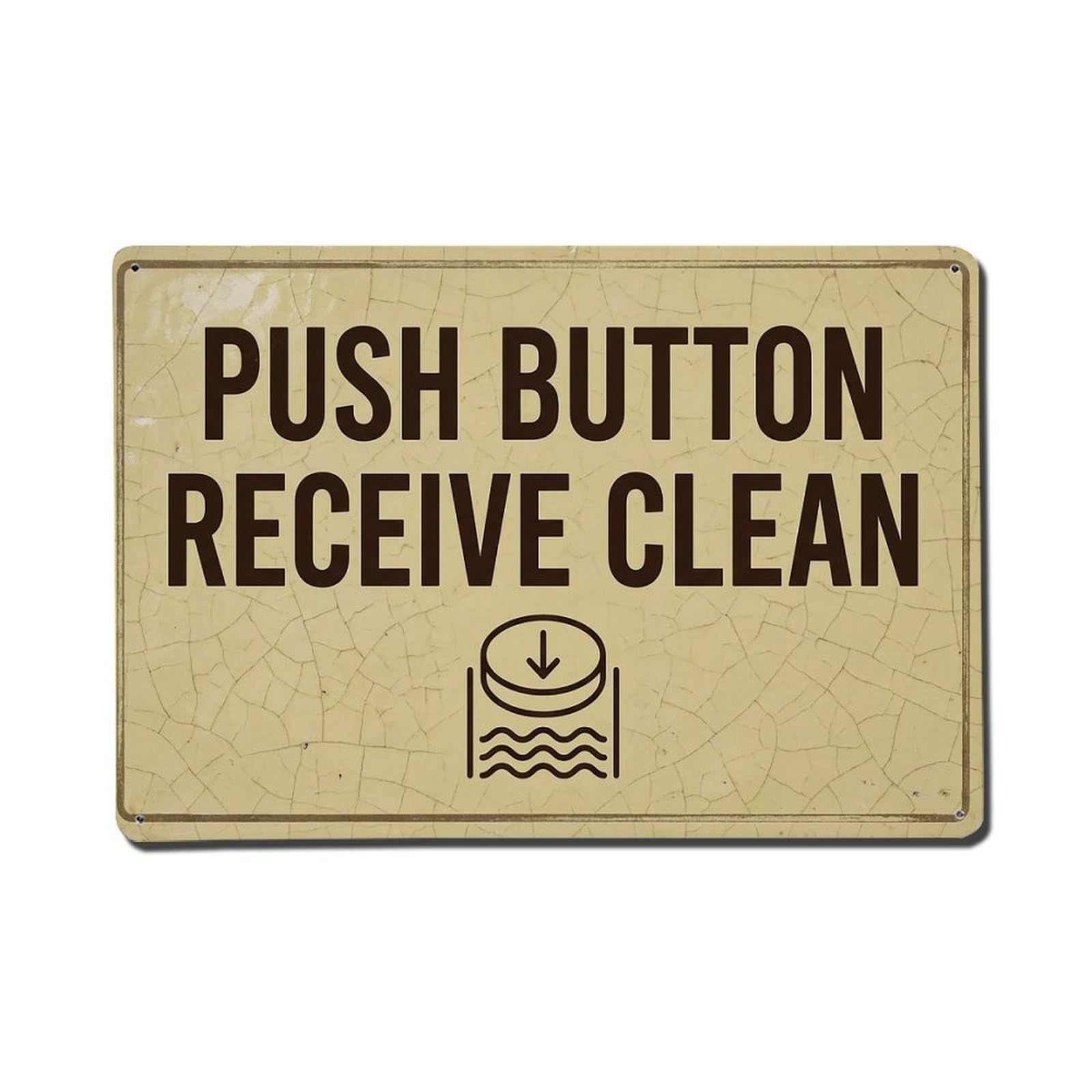 Olhnbad Style Push Button Receive Clean Toilet Humor Text Layout Metal Tin Sign