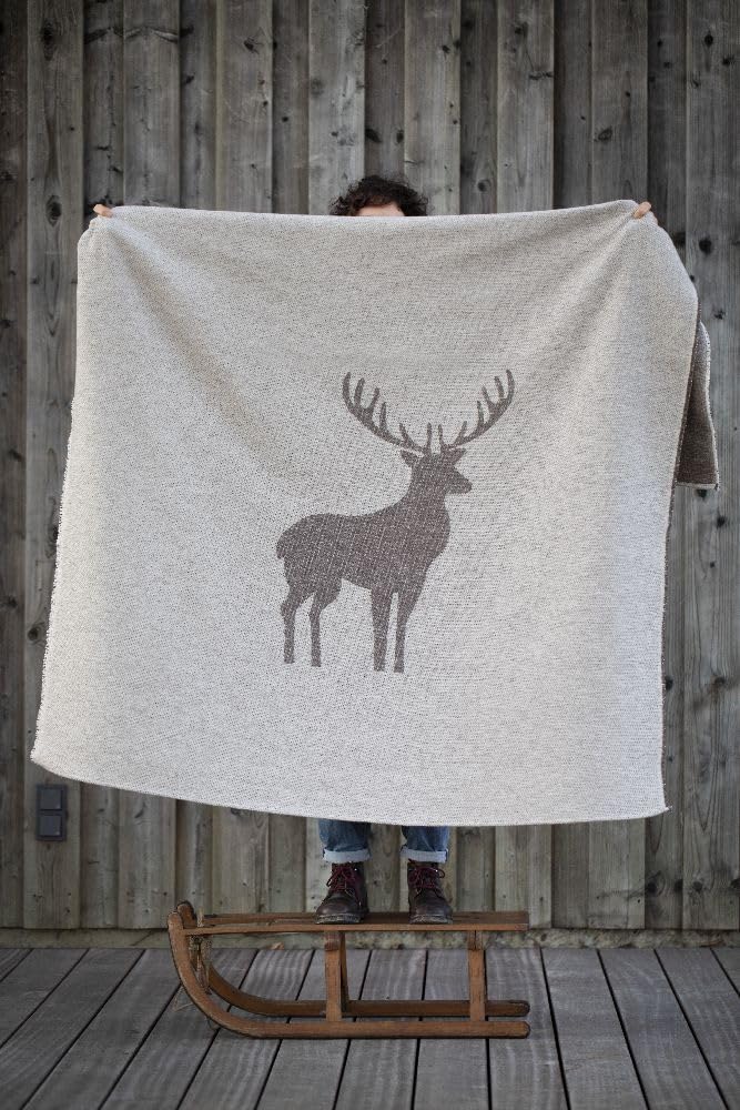 David Fussenegger Kuscheldecke Hirsch 140x200cm Flanelldecke Recycling-Baumwolle ÖkoTex100 Braun