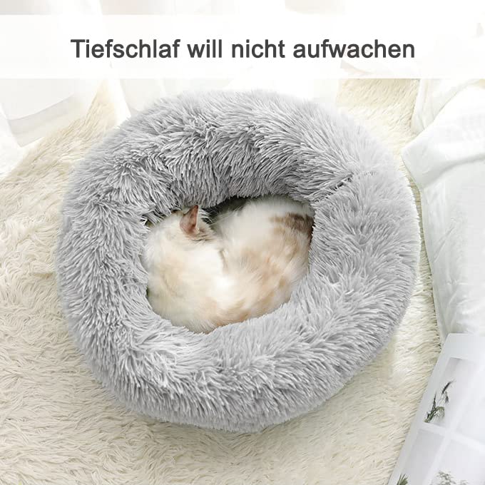 Lucky-Sign-Katzenbett-Hundebetten-Rundes-Kuschelbett-Hundekorbchen-Katzenkorb-Zum-Schlafen-Hundekissen-Waschbar-Katzenschlafplatz-fur-Katzen-und-kleine-Hunde-M-50-cm-O-Hellgrau | Dealmeister.io Alt tag für bilder post titel