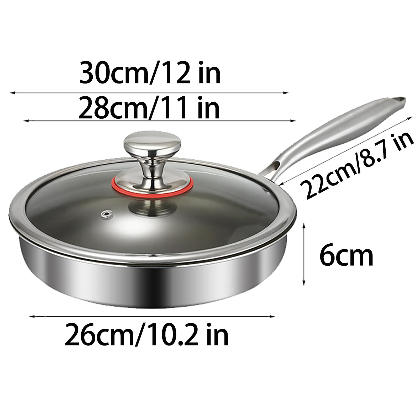 Sartén De Titanio Con Tapa 30Cm Sarten Titanio Puro Antiadherente Ligero Fondo Plano Mango Ergonómico Menos Humo Apta Para Lavavajillas Para Estufas Y Placas De Inducción