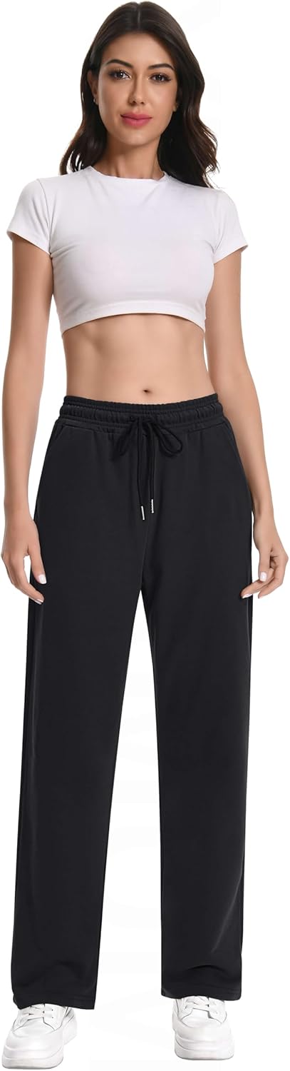 YLDUJ AMUM Womens Straight Leg Sweatspants Cotton Baggy Running Yoga Pants Casual Sweat Pants with Pockets - Image 2