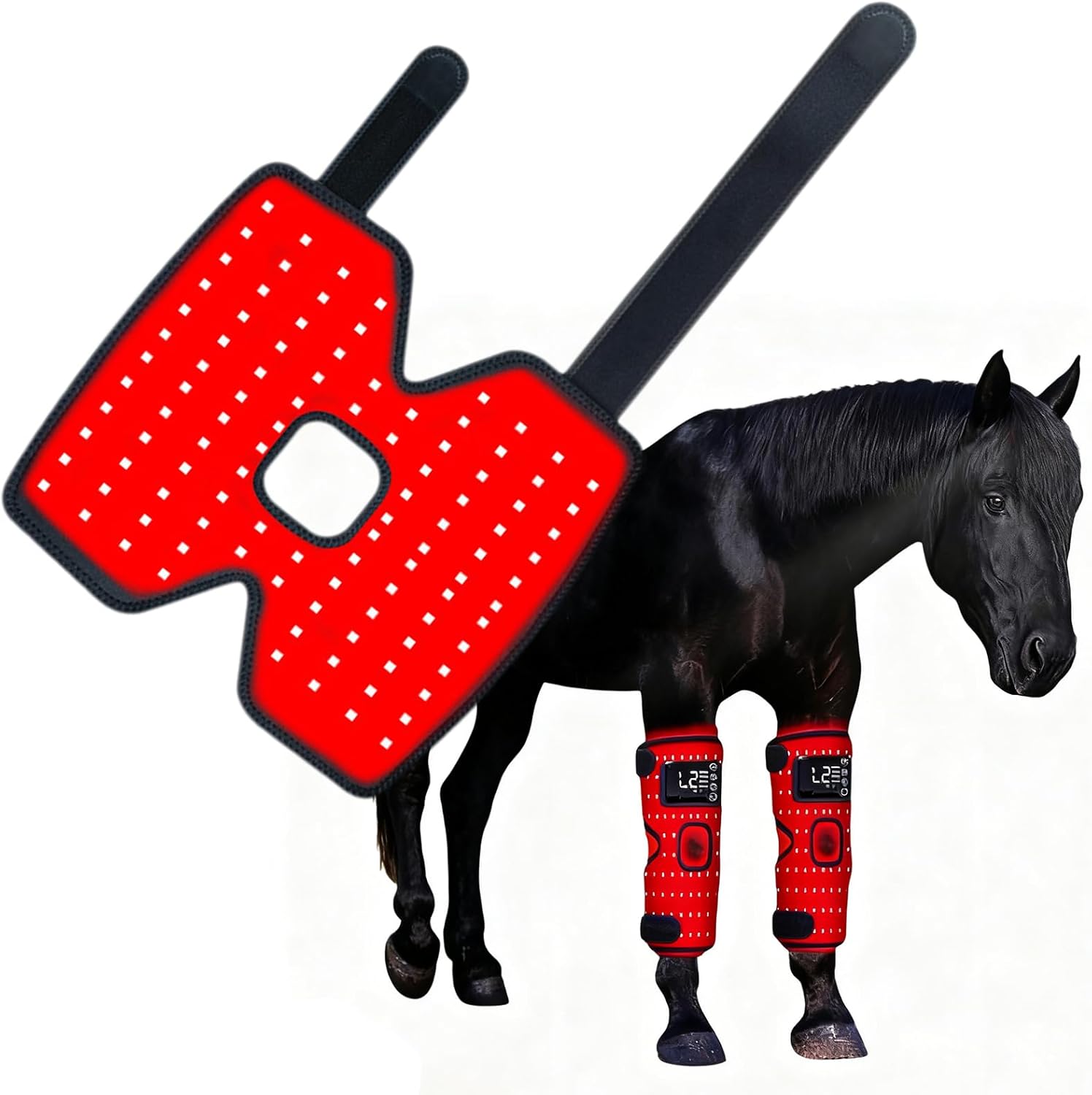 LED Red Light Therapy Wrap for Horses Leg, 660nm 850nm Near Infrared and Red Light Therapy Horses Boot, for Horses Muscle and Joint Leg Pain 3PC