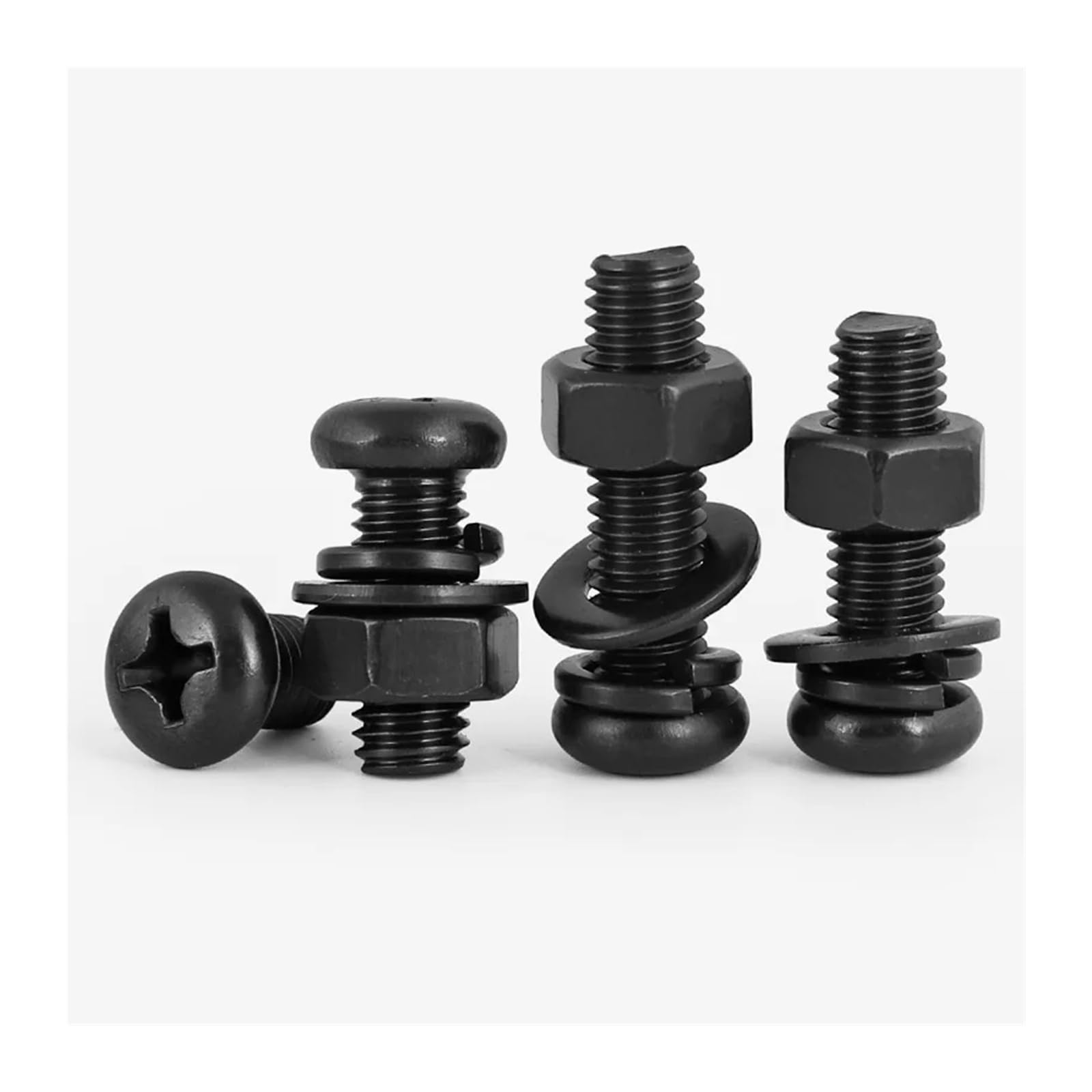 Viti a testa cilindrica in acciaio inossidabile 304 nero, rondelle, dadi, bulloni, set M3, M4, M5, M6, M8, con intaglio a croce, tonde(M6x35mm 10sets)
