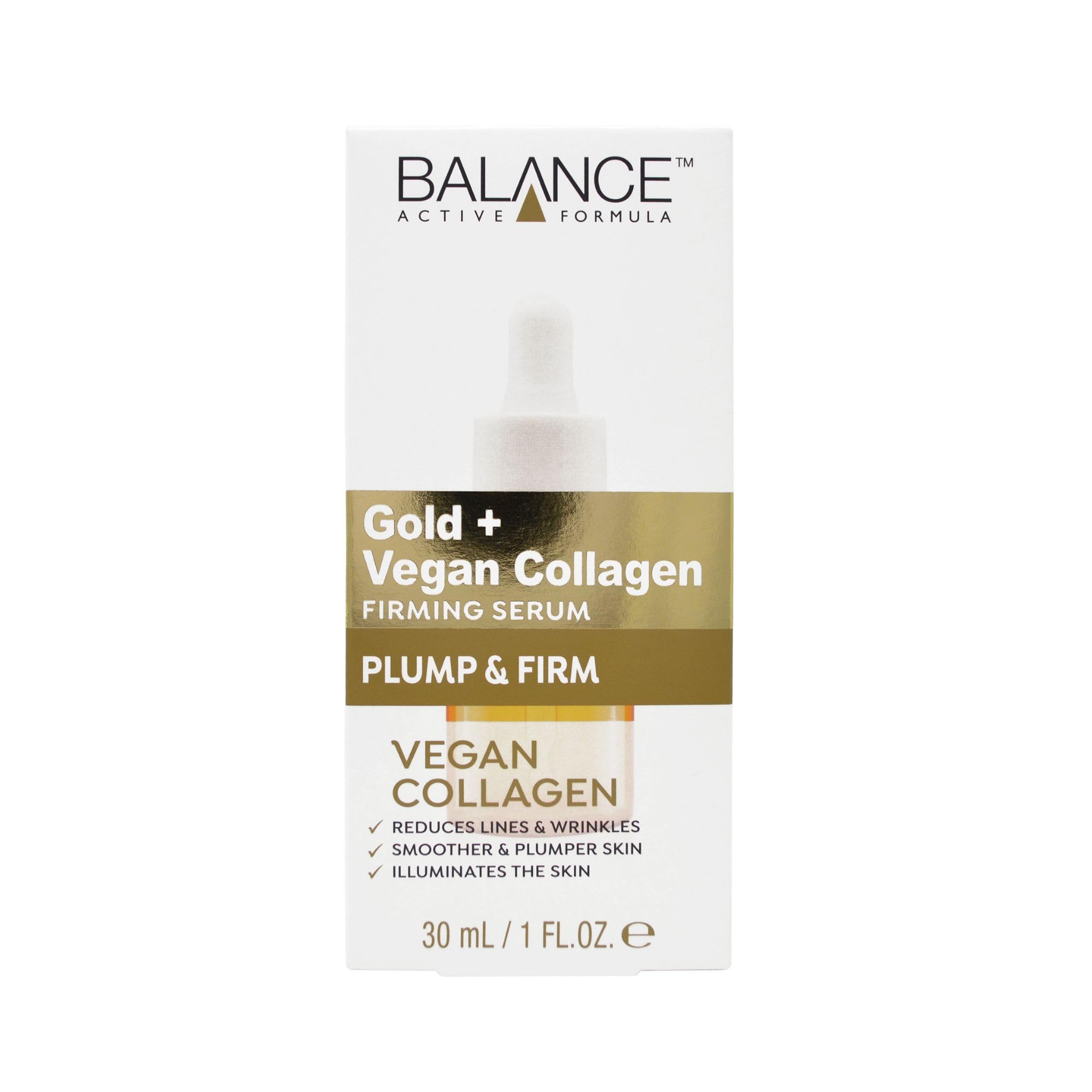 Balance Active Formula Gold + Vegan Collagen Firming Serum - Luxuriöser Glanz mit Gold, Jugendliche Hautstraffung, Leicht & Nichtfettend, nachweisliche Ergebnisse