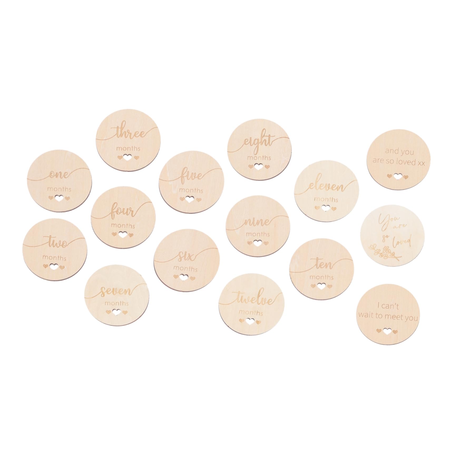 IWOWHERO 15 Pcs Wooden Baby Milestone Cards Milestone Discs for Baby's First Year Material