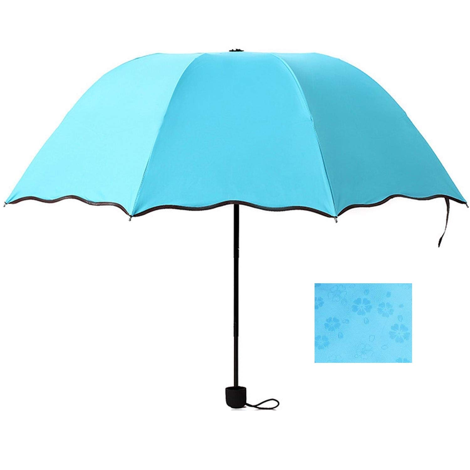 MSAMSA Magic S-Green Umbrella (Random Color wiil be provided) : 3 Fold Anti UV Protection,Triple Folding Mini Blossom Magic Compact Umbrella During Rain for Girls and Women