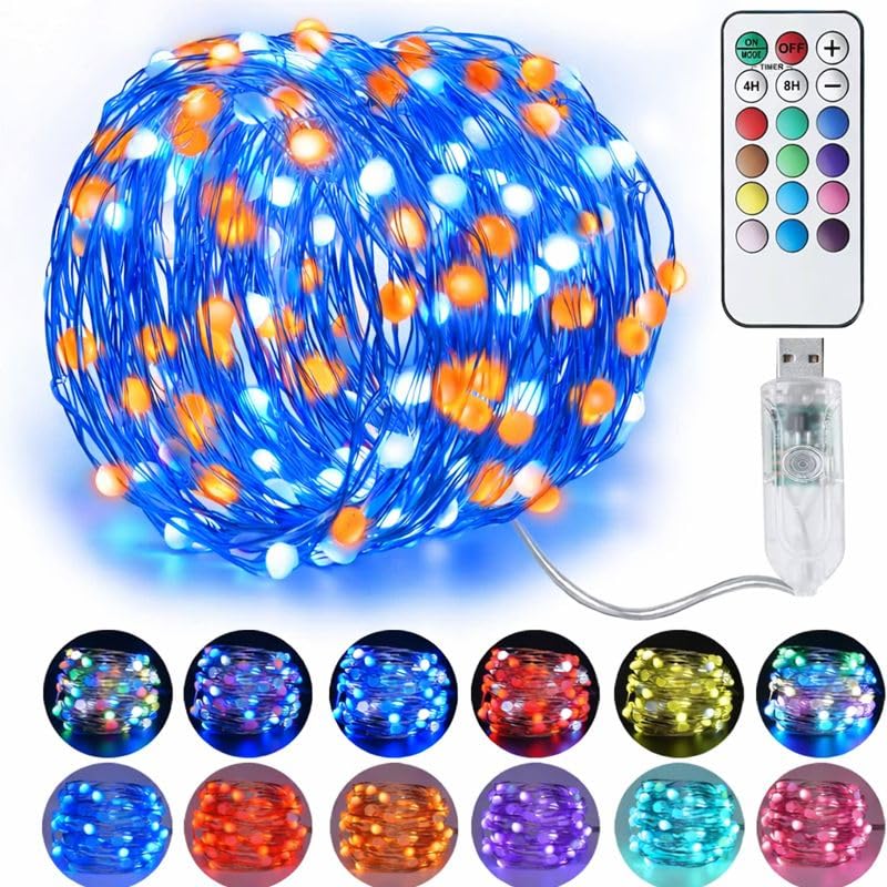 XERGY RGB String Lights - 10Meters 100 LED USB Led String Lights with Remote16 Colors Changing/Fairy String Lights(Resin, USB Powered - 8 Mode (Multicolor))