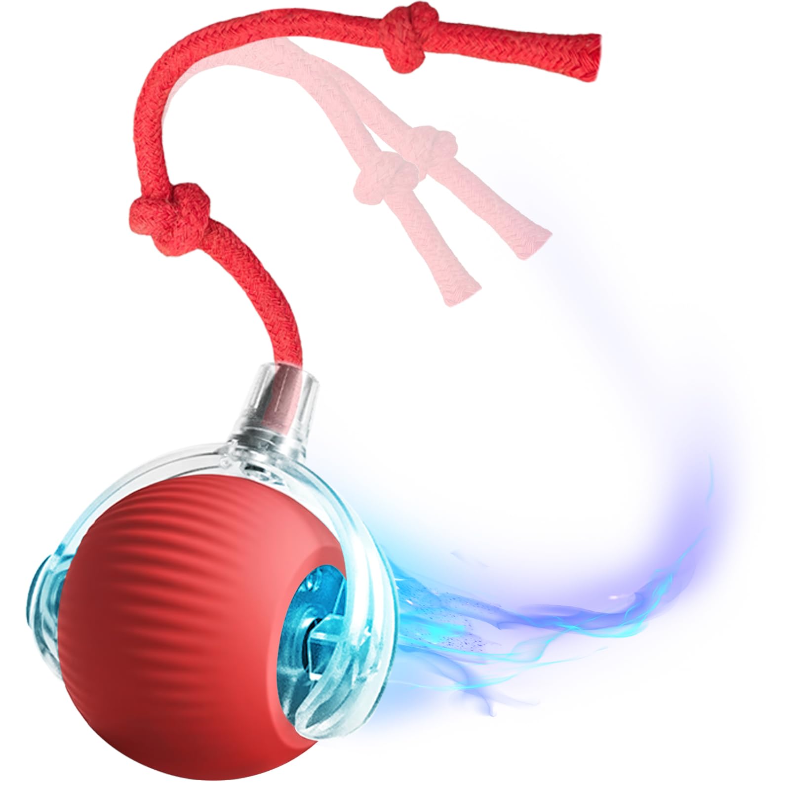 BCYPMYC Interactive Cat Toy Cat Ball Toy USB Rechargeable Self-MovingBall Stimulate Cats' Hunting Instincts Automatic Moving Ball with Tail With 3 Modes(Red)