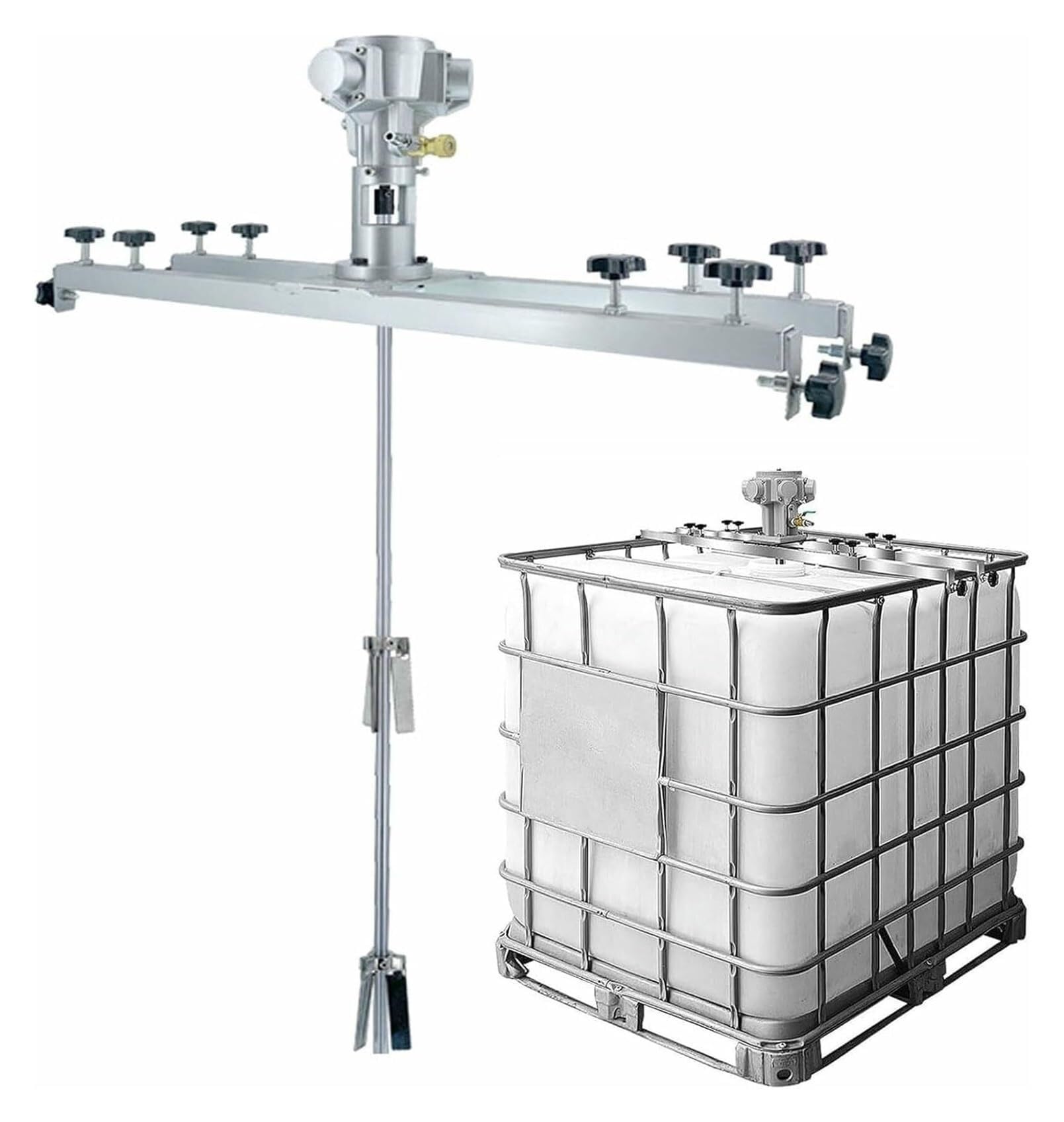 SBCGFY Air Agitator For Ibc Tank, 0~2800Rpm Adjustable Pneumatic Paint Mixer With 250Mm Diameter Stirring Blade, 1Ton 1000L Paint Stirring Machine