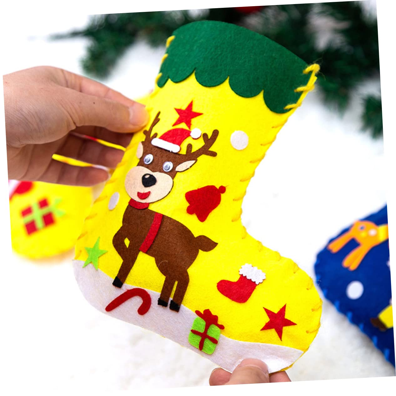 Toyvian 30piezas Kit De Manualidades De Calcetines Navideños Para Materiales Creativos Para Decoración De Navidad Infantiles y Actividades De Manualidades