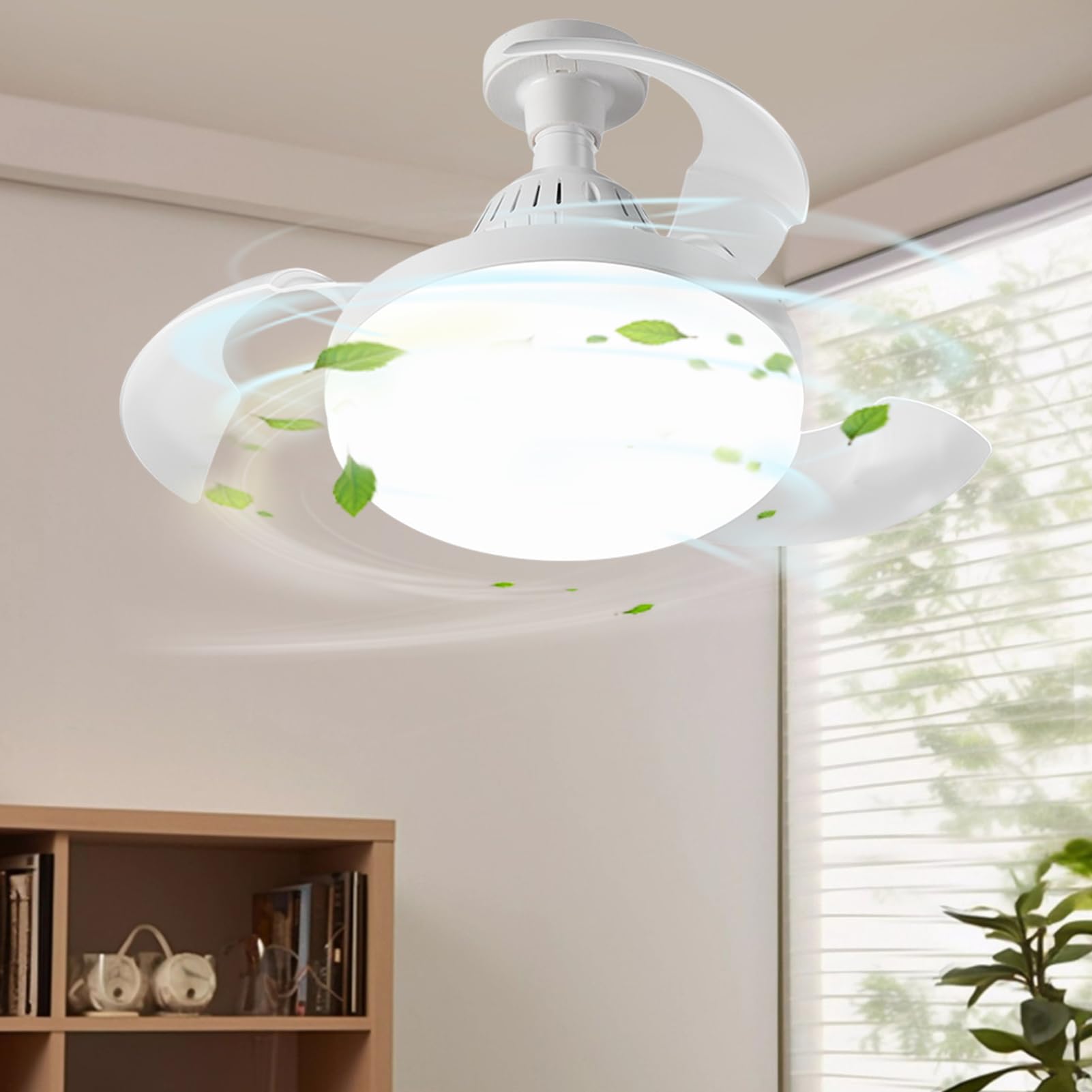 Ventilateurs De Plafond Avec Éclairage | Luminaire Ventilateur Miniature,Design Retractable Dispositif de Vent Naturel pour Appartement Dortoir Chambre a Coucher Hotel Cuisine