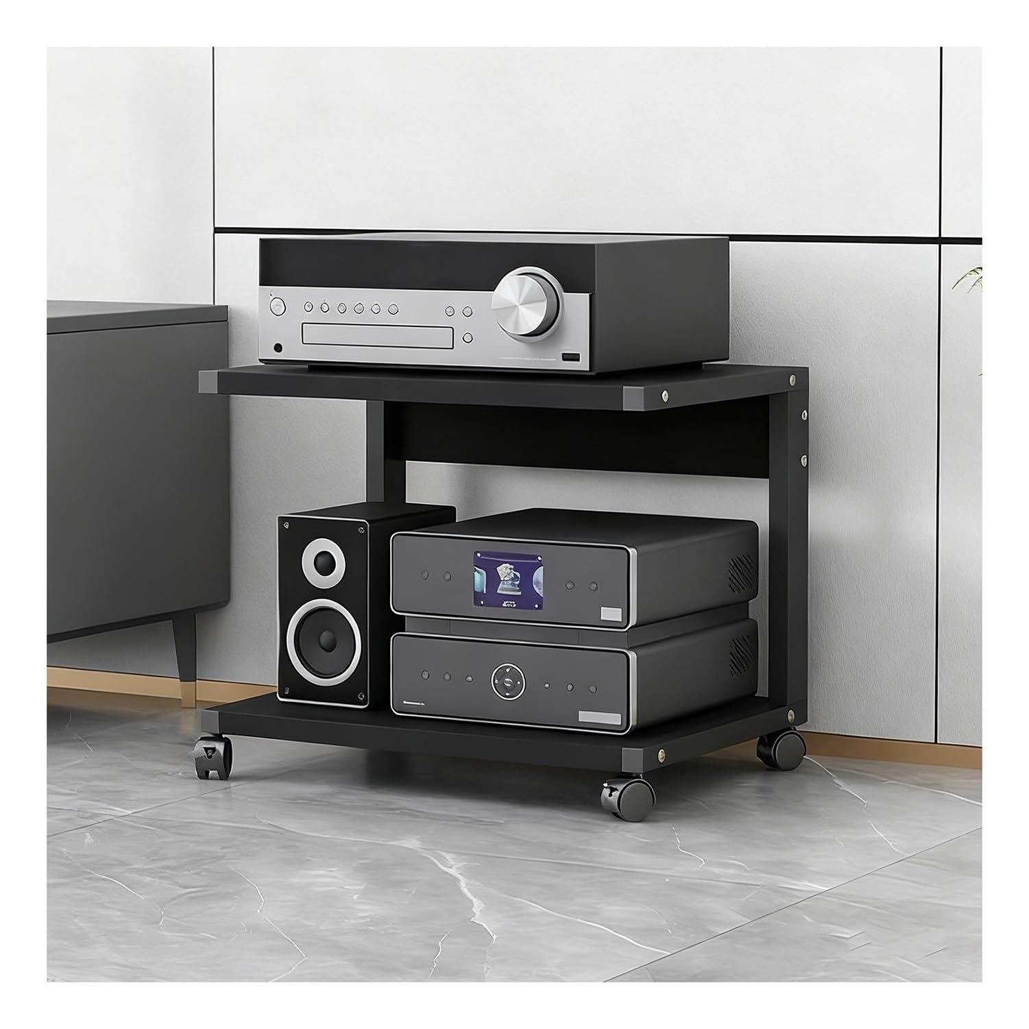 Stojak na sprzęt audio-wideo, Szafka na sprzęt audiowizualny wielokolorowa wys. 35-65 cm(Black,H50cm/19.7in)