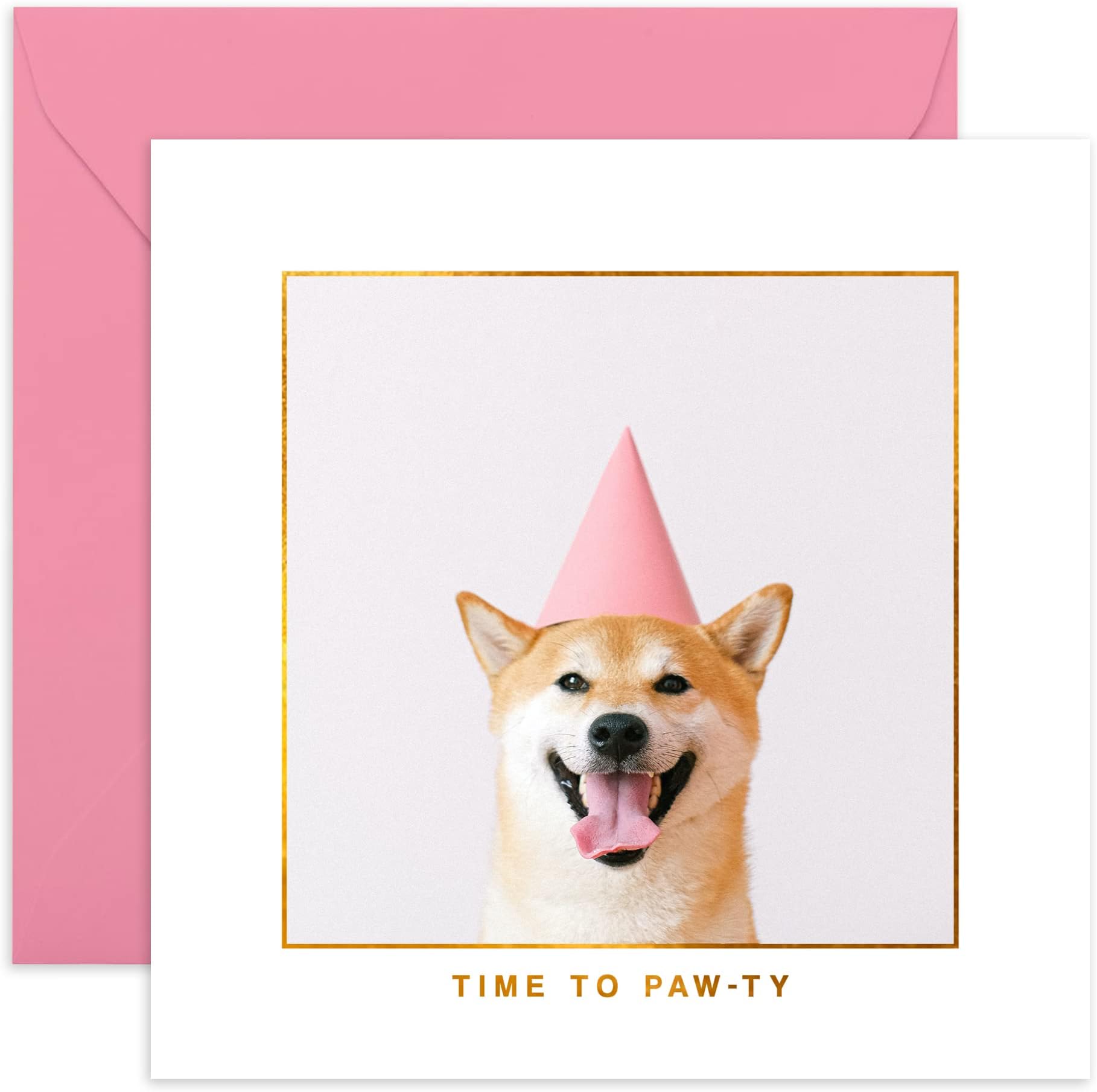 CENTRAL 23 Funny Birthday Card For Dog Fur Baby - Time To Paw-ty - Cute Birthday Cards From Dog Puppy Animals - Gifts For Fur Parents Mom Dad - Comes With Fun Stickers