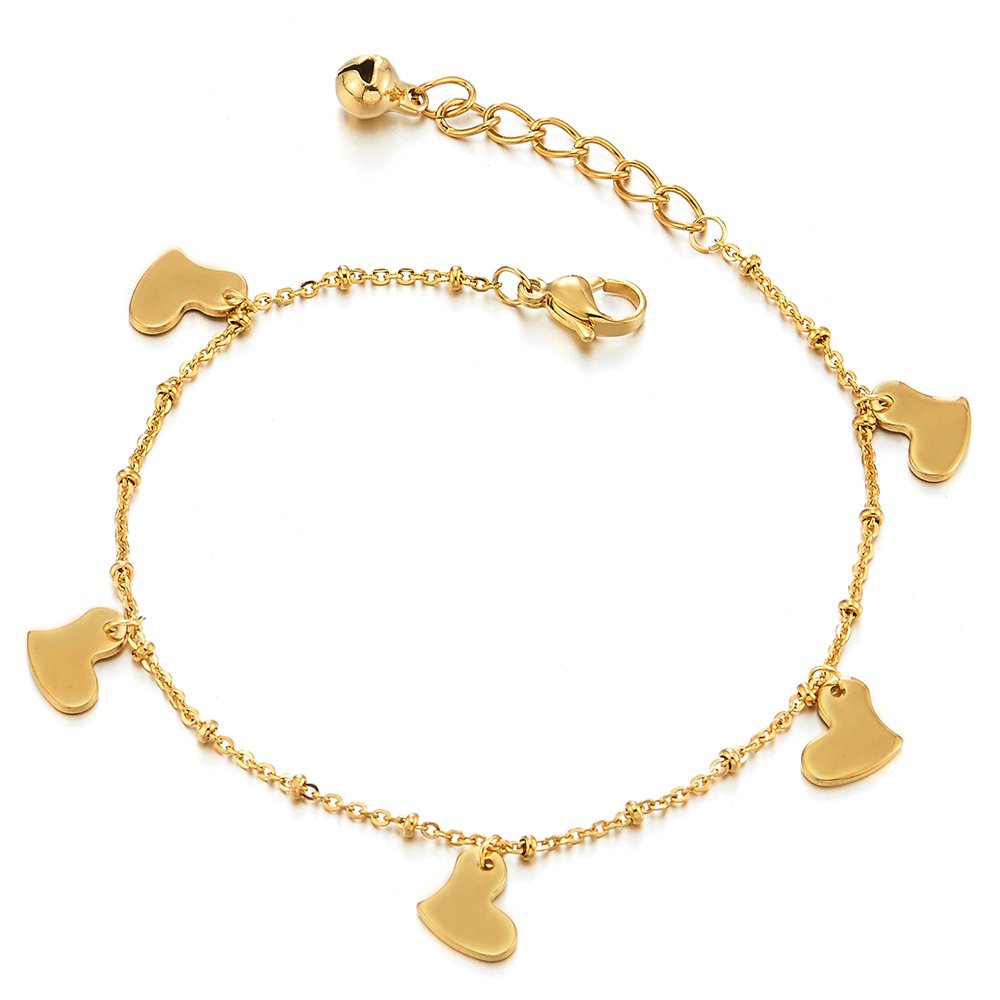 COOLSTEELANDBEYOND Acciaio Inossidabile Cavigliera da Donna con Ovale Charms e Viola Zirconi