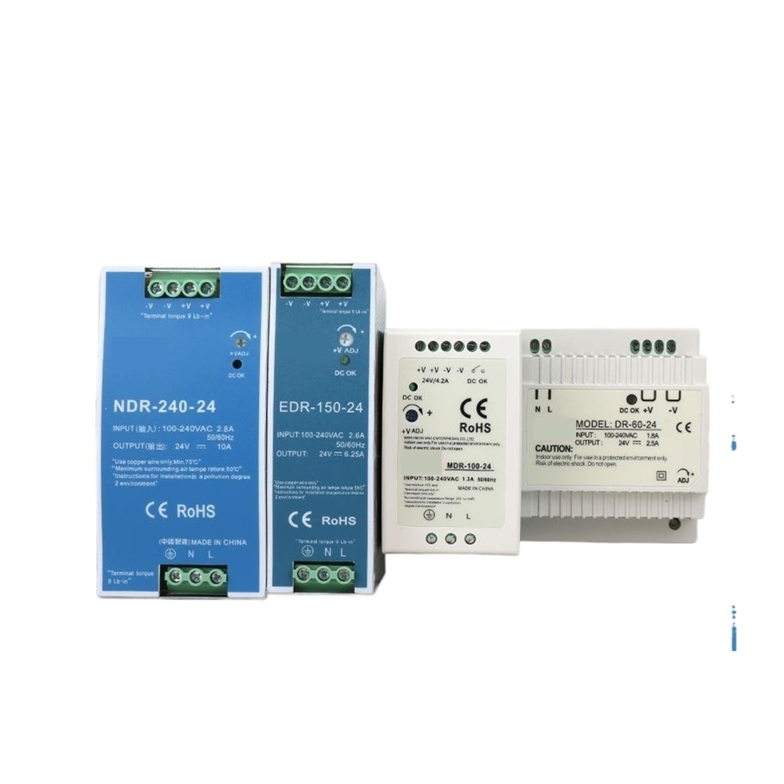 HHB18I Rail Mounted Switch Power Supply, Output Industrial DIN Rail, NDR-75, 120, 150, 240W-12, 24, 48V