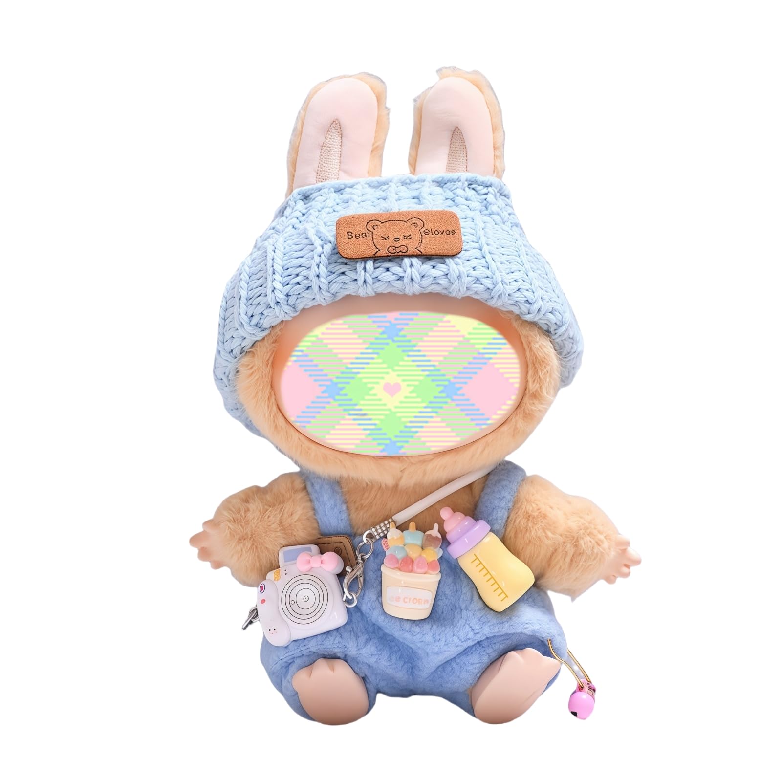 Clothes for Dolls Accessories, Kawaii Outfit BB Pants Set 3 Pieces Suitable for 15cm 17cm Doll, Stylish Doll Clothing Set Replacement Blue (No Doll)