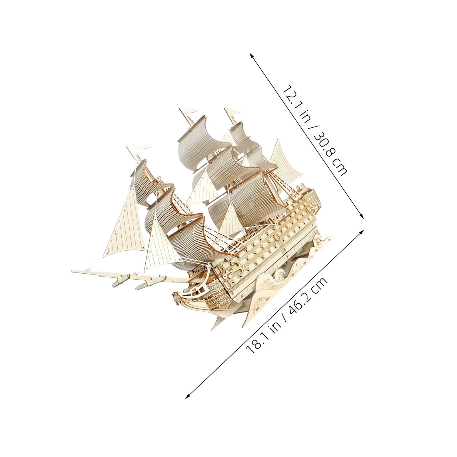 Alipis Maqueta de Barco de Madera 3d DIY para Adultos, Modelo de Barco Vela Antiguo sin Pintar, Kit de Construcción de Maquetas Náuticas para Decoración de Mesa Inspirada Océano, Adorno