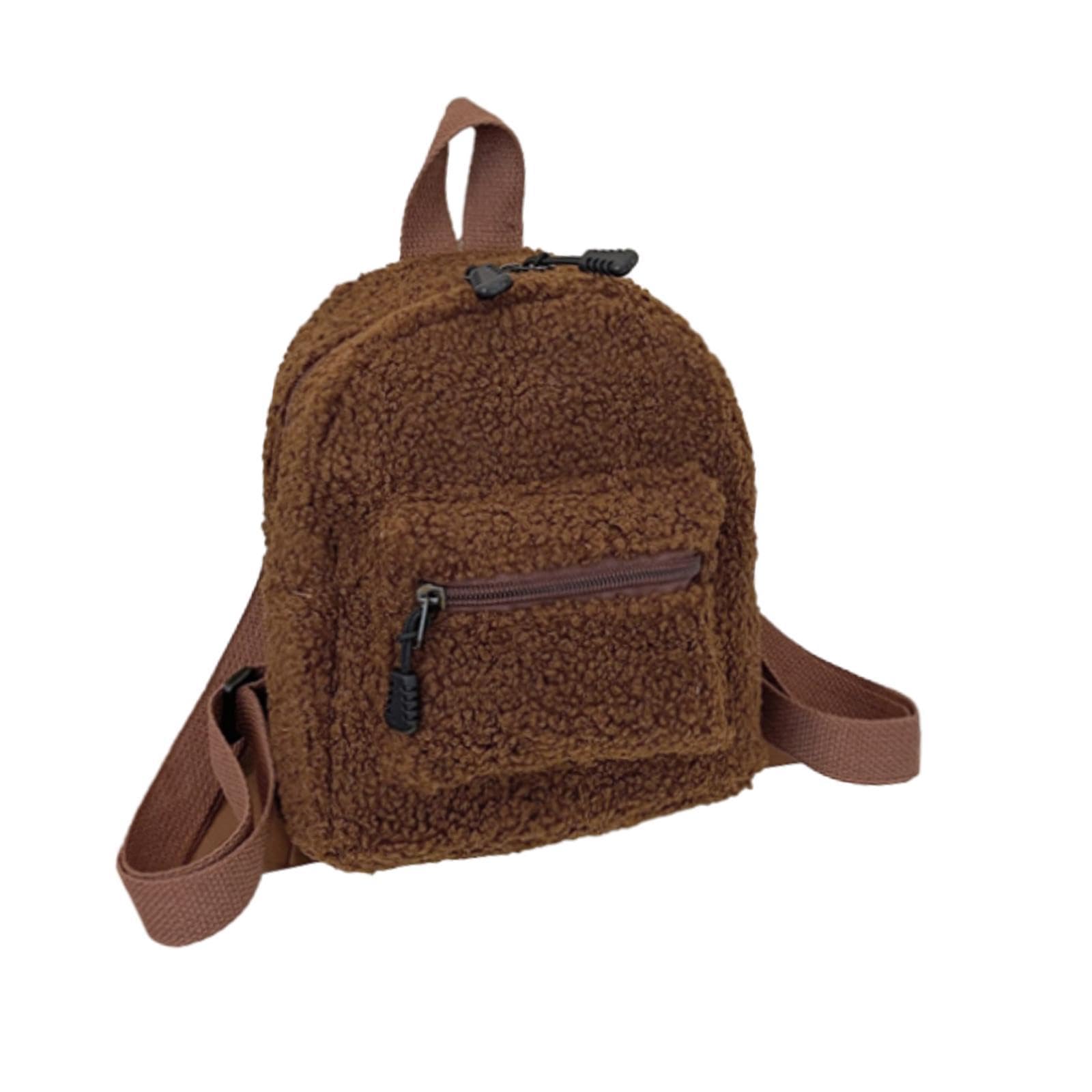 ™ Plush Backpack Adjustable Strap Shoulder Bag Daypack for Teens Birthday Gift Brown-image-30