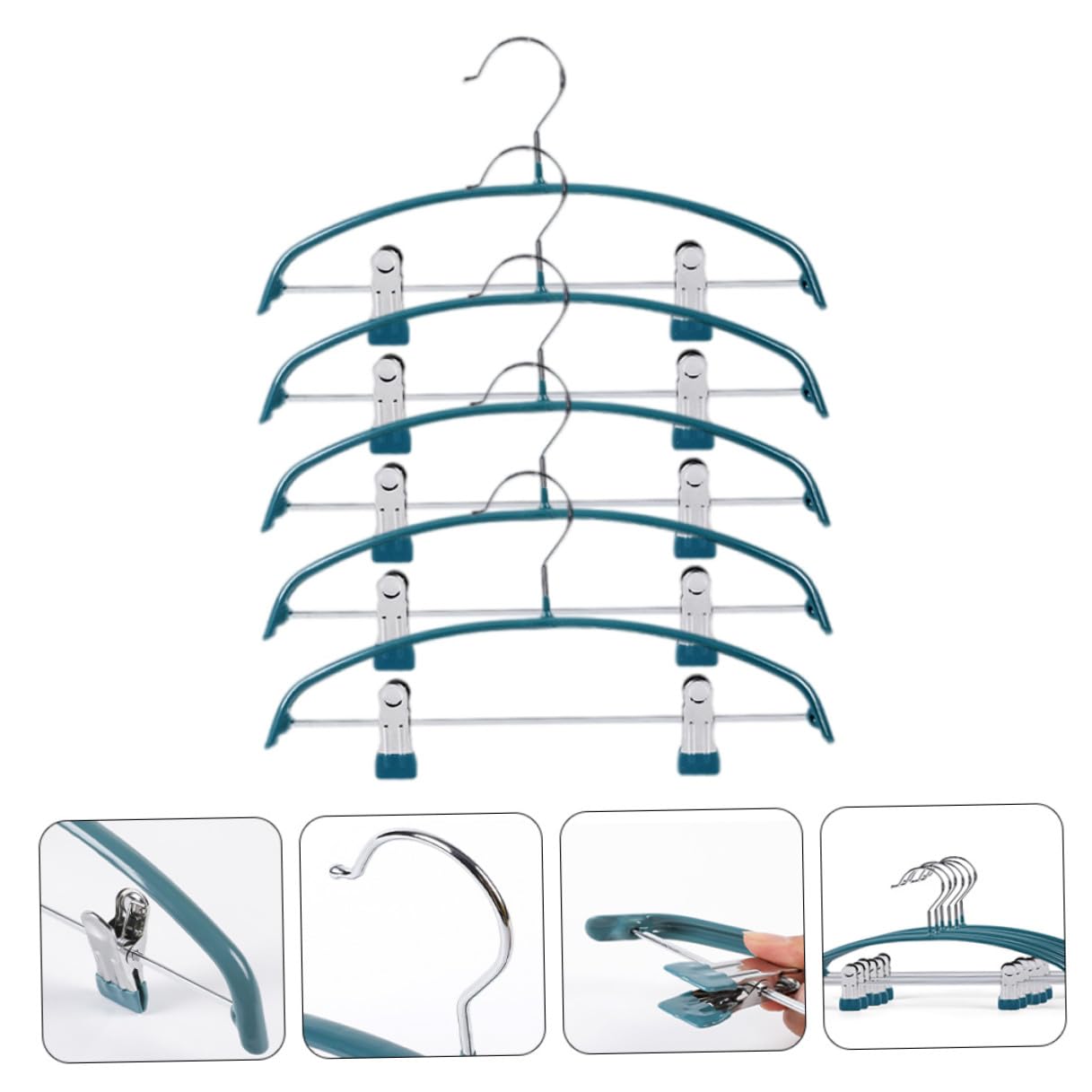 Kleiderbügel für Erwachsene PVC Halbkreisförmig mit Clips Grün