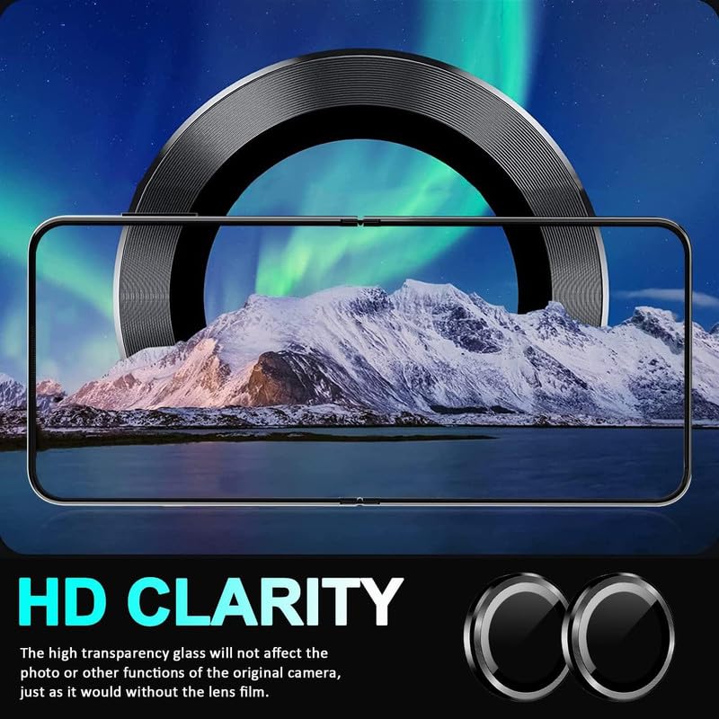Image of 1 Sets 2 Pack, for Samsung Galaxy Z Flip 5 5G Camera Lens Protector, 9H Tempered Glass Camera Cover Screen Protector 3D Metal Individual Ring [Case Friendly] - MultiColor