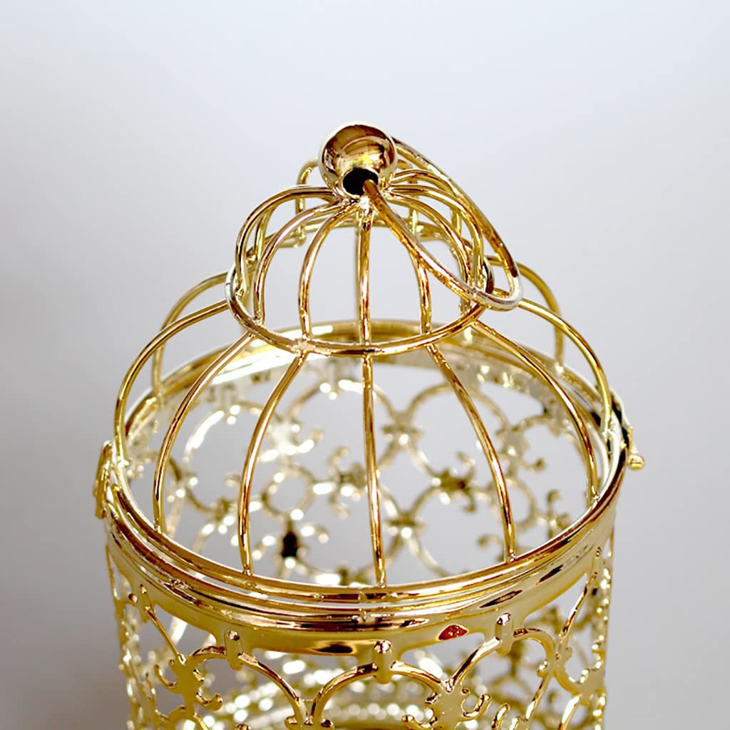 lanterna di candela, Lanterne decorative decorative decorative per candele decorative, gabbia per uccelli in metallo cavo, lanterna a sospensione portacandele in ferro gabbia per uccelli(C Gold)