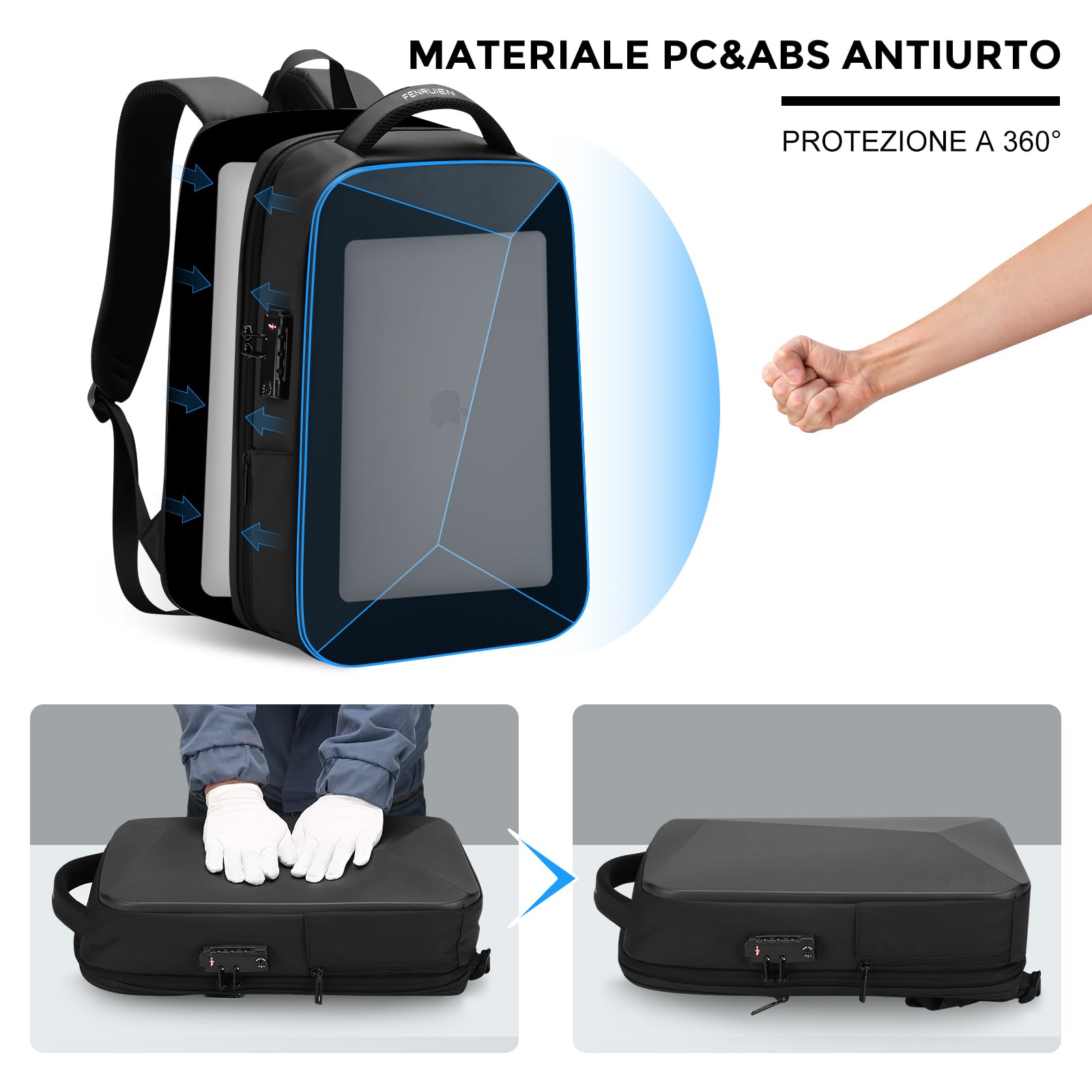 FENRUIEN Zaino espandibile 18L-26L, zaino per computer portatile, impermeabile, con porta di ricarica USB, anti furto, per uomo e donna, con scomparto per computer portatile, zaino per la scuola..