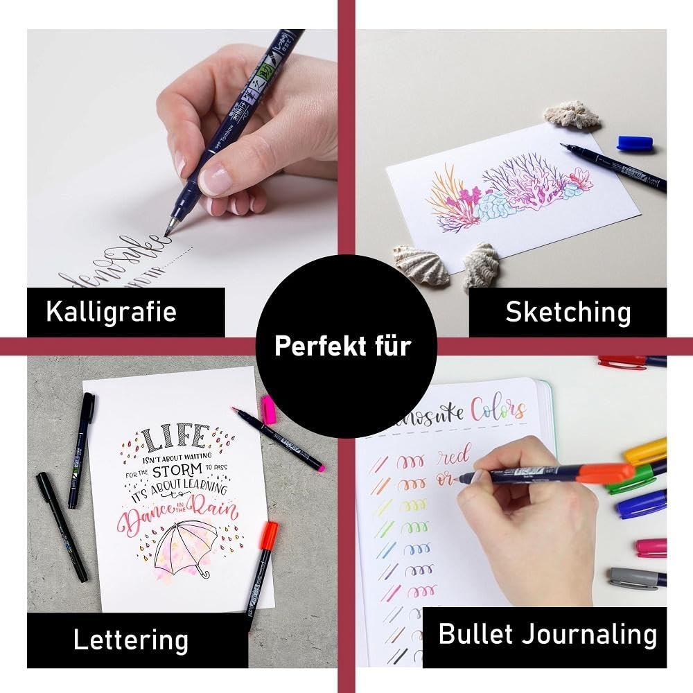 Tombow WS-BH-10P Fudenosuke kolorowe pisaki pędzelkowe (opakowanie 10 szt.)