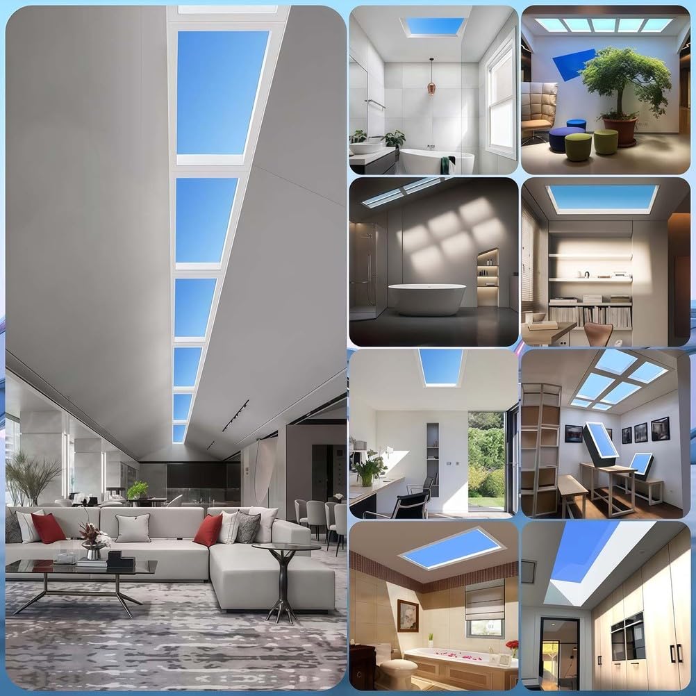 Lucernario artificiale a LED con effetto luce naturale, illuminazione da incasso per camera da letto, soggiorno, corridoio, bagno