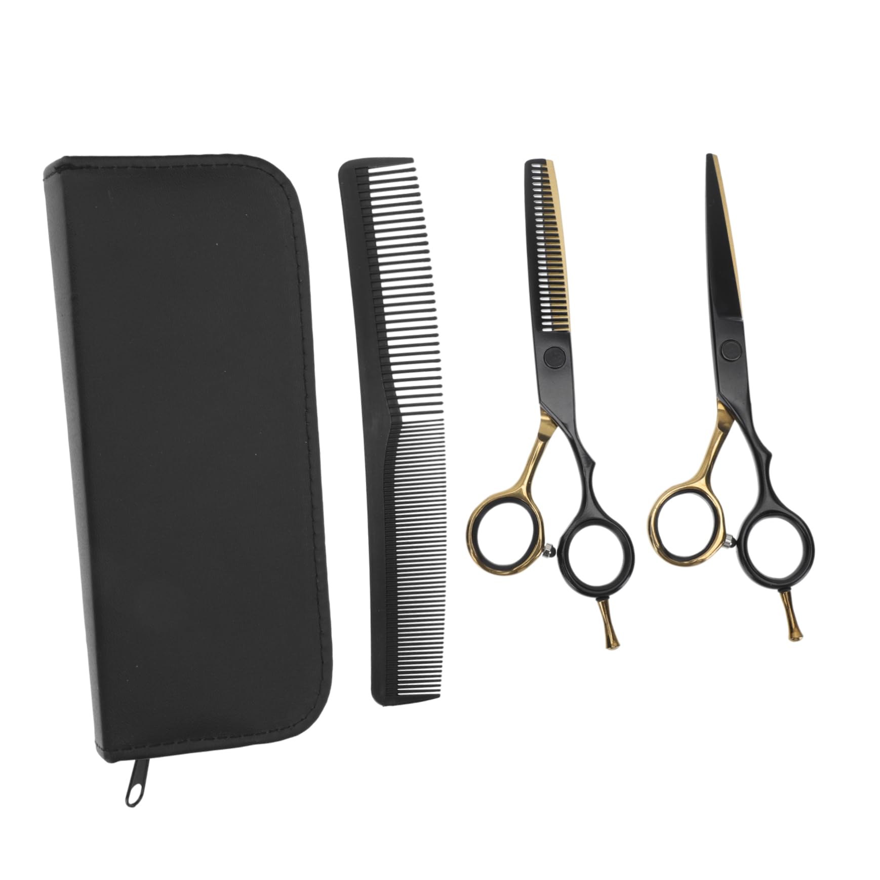 FRCOLOR Juego de Tijeras de Peluquería con Acabado Fino de Acero Inoxidable para Cortar y Entresacar Cabello Adecuado para Estilistas Profesionales y Uso en Casa