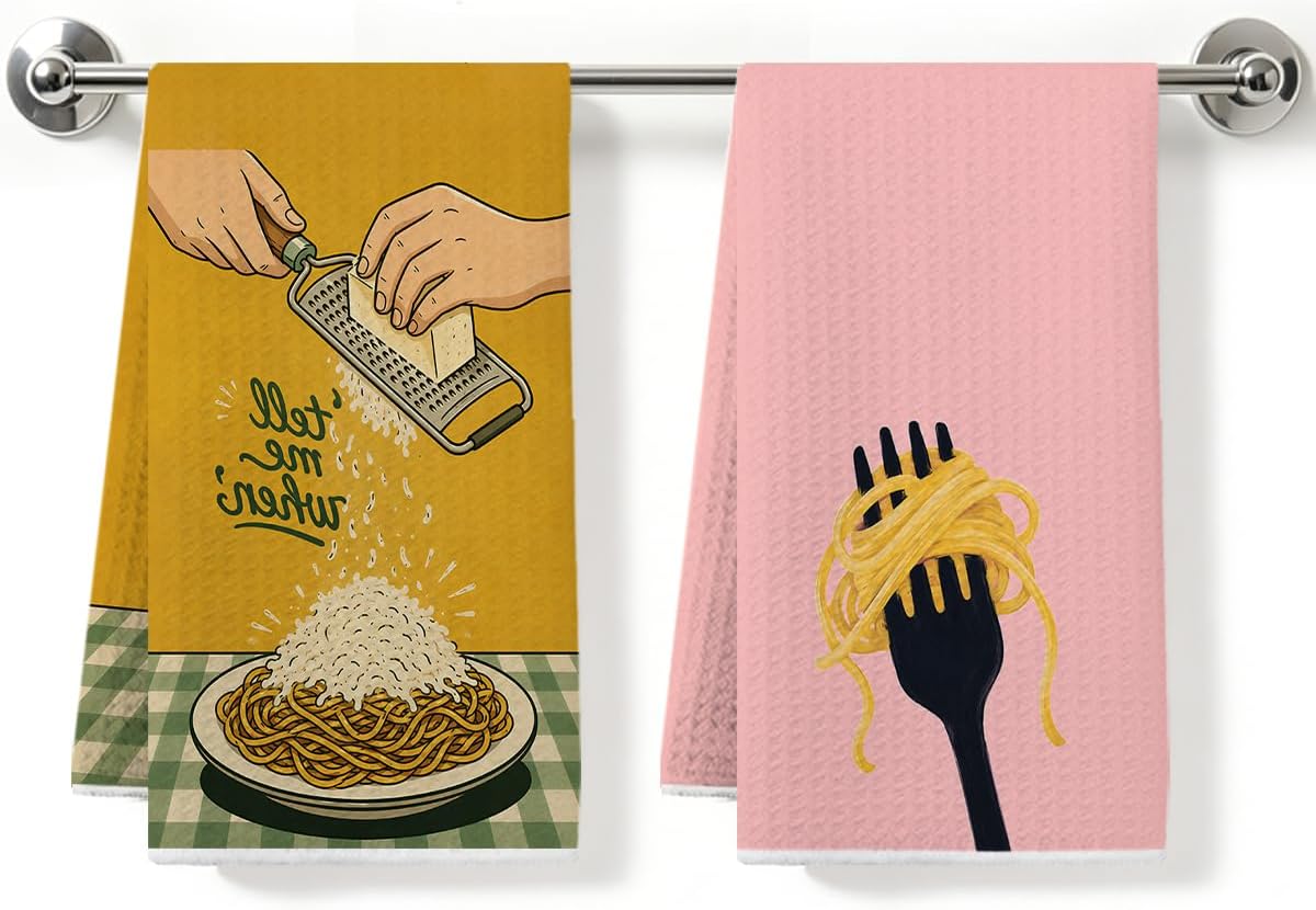 ZHAMEN 2Pcs Colorful Food Kitchen Towel Soft Absorbent Hand Tea Towels