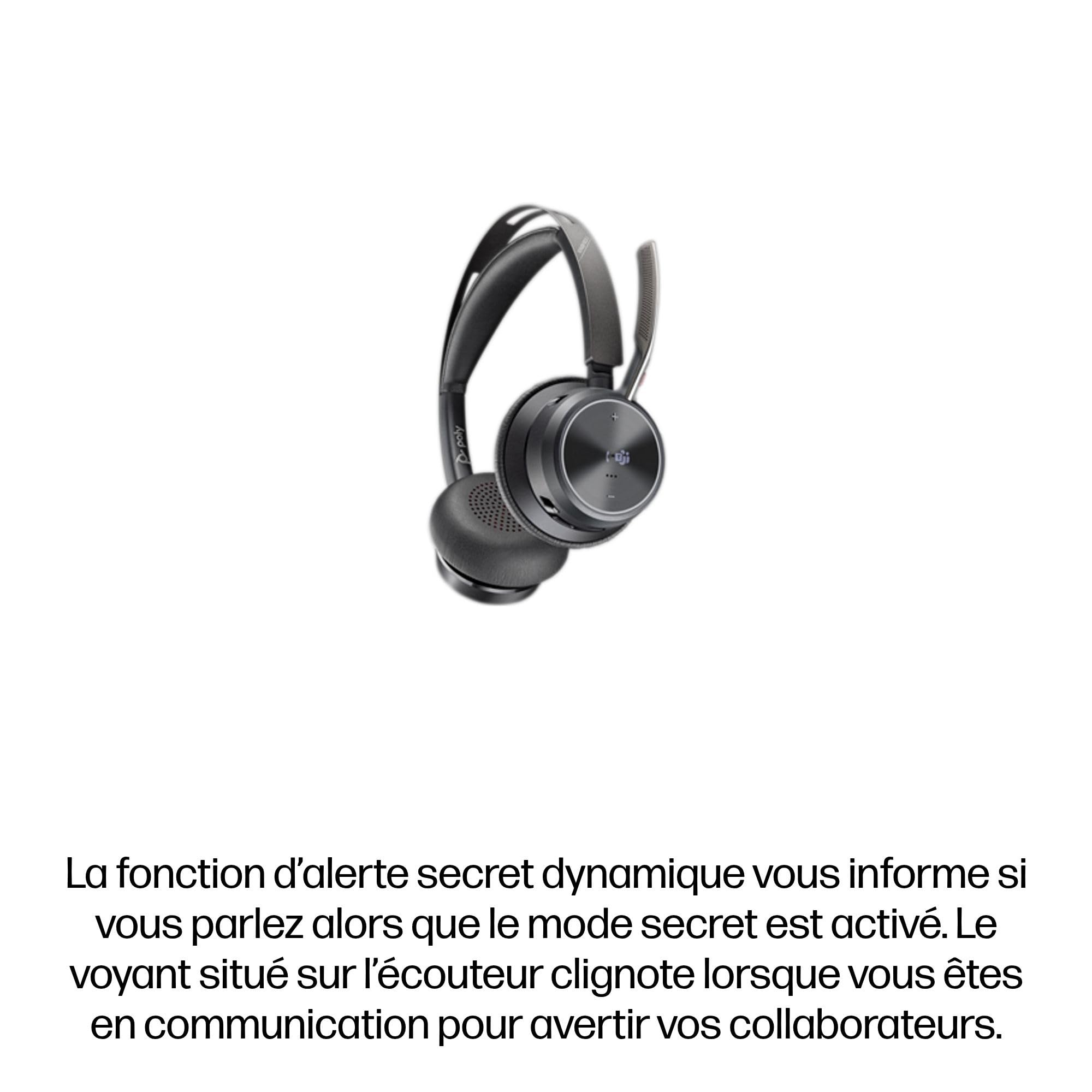 Poly Voyager Focus 2-M USB-C-C Headset USB-C/A Adapter Customer Special 1- Connection Via Bluetooth - Noise Annulation; Smart Sensor Technology; Dynamic Mute Alert - Black
