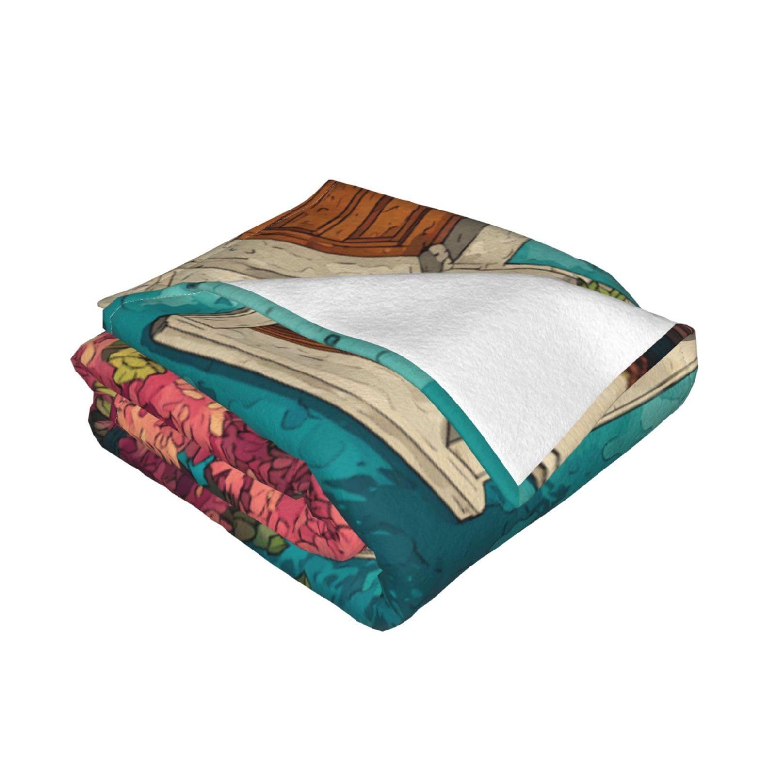 Manta de viaje portátil de 80 x 60 pulgadas, suave, resistente a las arrugas, plegable, exquisito estampado de árboles en carretera
