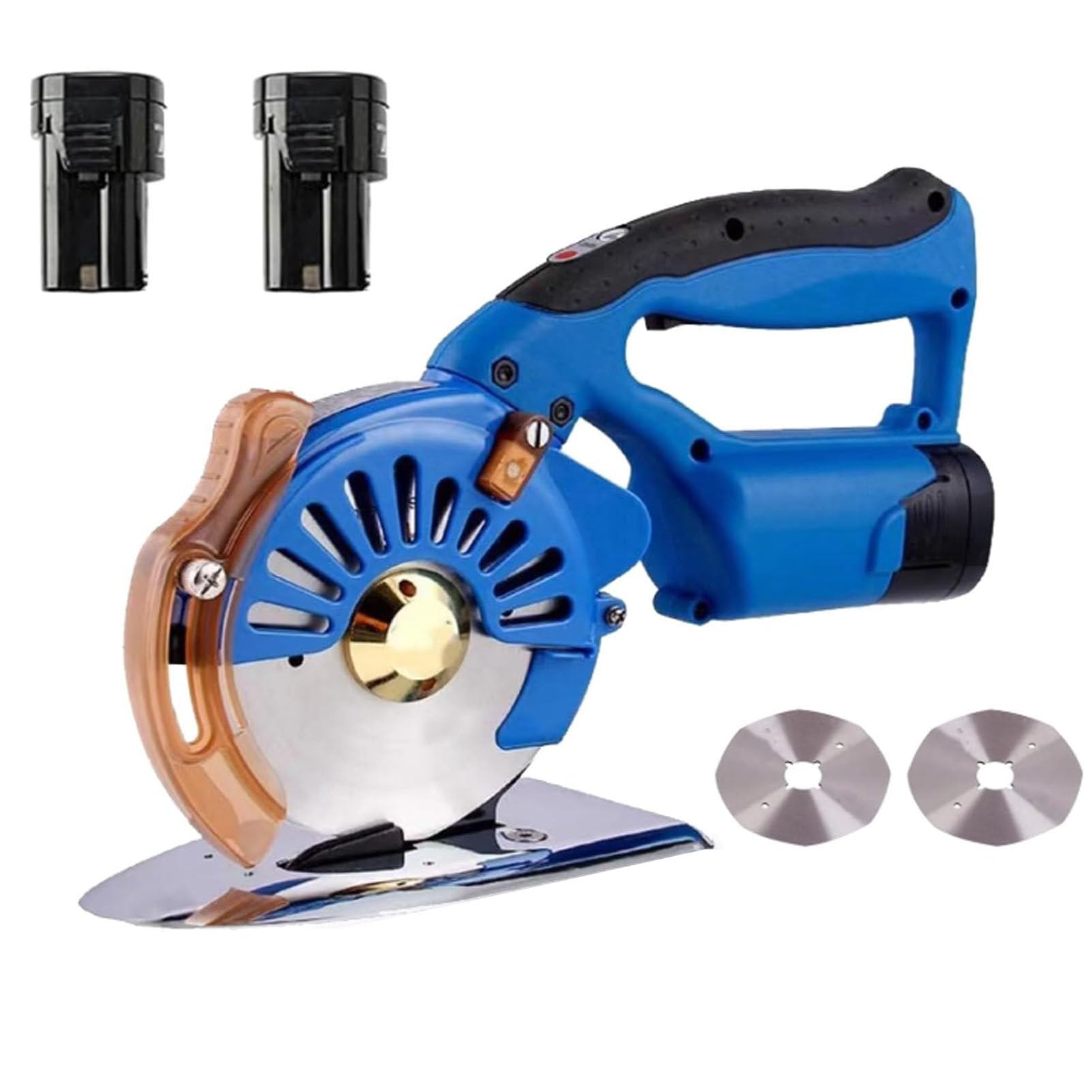Taglierina elettrica Rotante a Spinta Manuale a velocità Regolabile, taglierina elettrica per Tessuti a 5 velocità, con Lama Ottagonale e 2 batterie Ricaricabili da 100 mm
