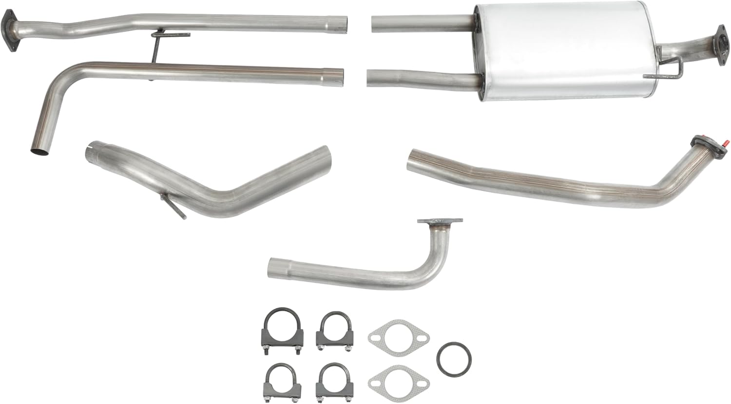 Muffler Exhaust Kit Compatible with 2007-2015 Nissan Titan 5.6L 409 Stainless Steel Silvery
