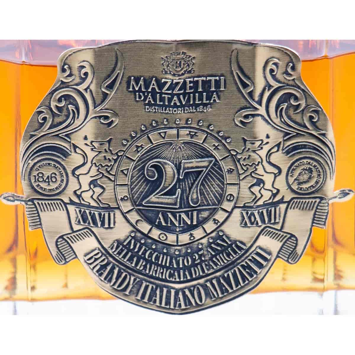 Mazzetti d’Altavilla Brandy Special Invecchiato 27 Anni – 27 Jahre gereift | Edler italienischer Weinbrand aus dem Piemont | 43% Vol. | 0,7 L Einwegflasche | Limitierte Premium Abfüllung