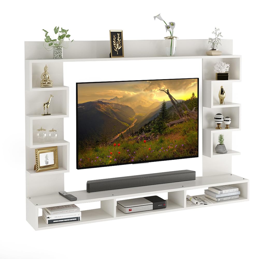 FURNEASER Cabiar Engineered Wood Wall Mount TV Unit/Set Top Box Stand ...