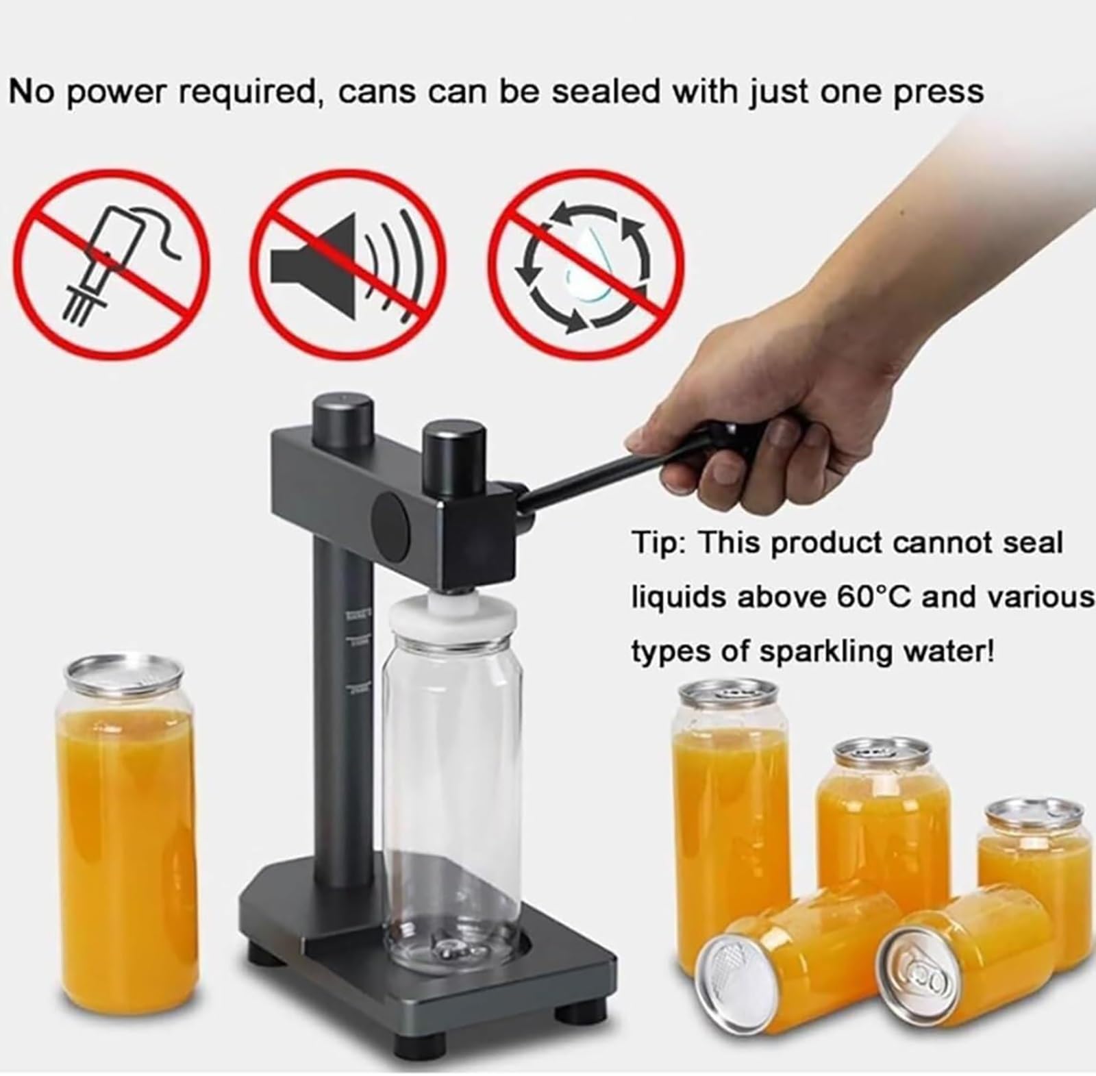 Máquina selladora manual de latas, máquina cerradora de vasos para sellar frascos y botellas PET de 250/330/400/500/700 ml, herramienta de envasado de aleación de aluminio de fácil uso