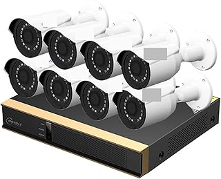 HMULTI Wireless Security Camera System 8CH AI CCTV Camera System 1080P Security Surveillance Camera DVR Kit Waterproof Outdoor Home Video Surveillance System (Size : None, Color : Bianco)