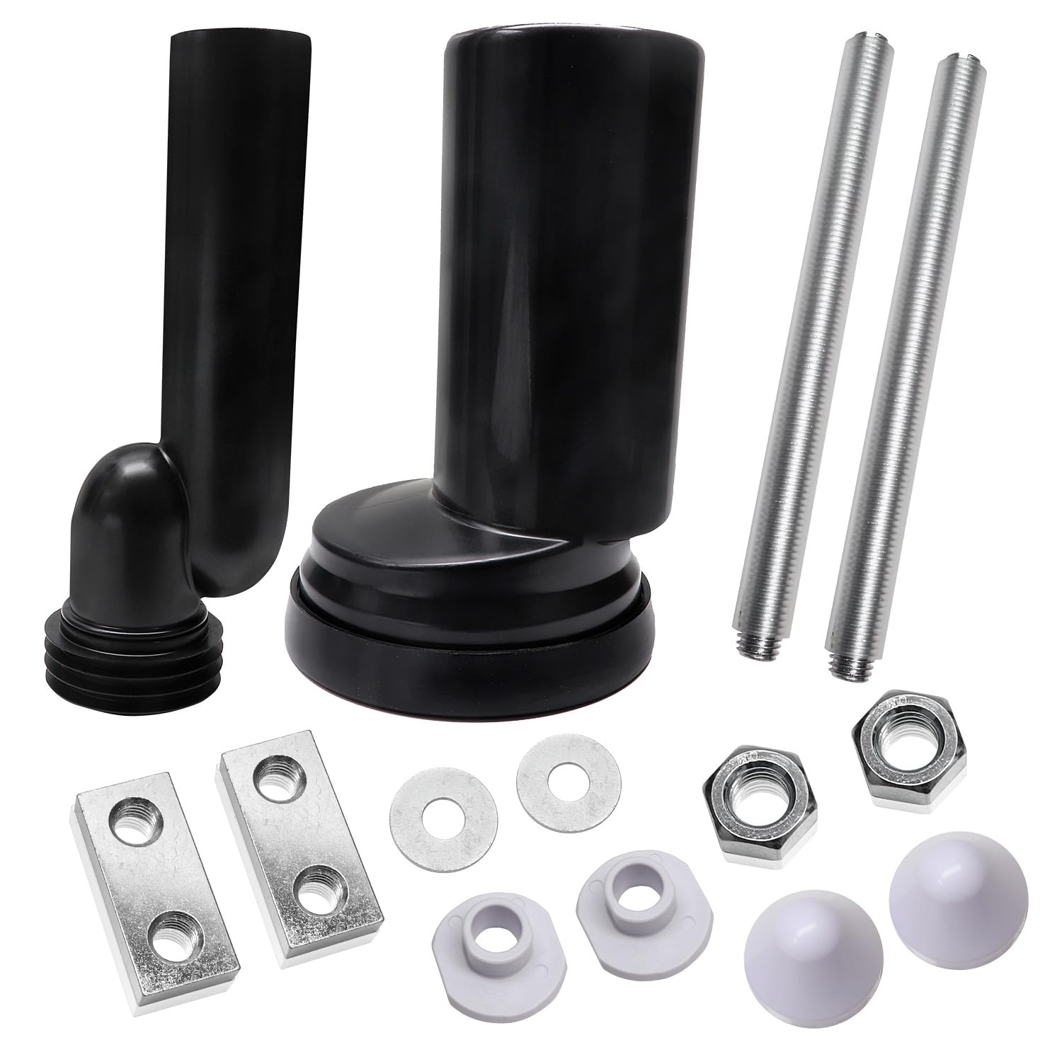 Wall Hung Toilet Tank Connector Set with Side Pipes,Compatible with Geberit 154.405.11.6,Toilet Replacement Parts with Black HDPE Material,Easy Installation