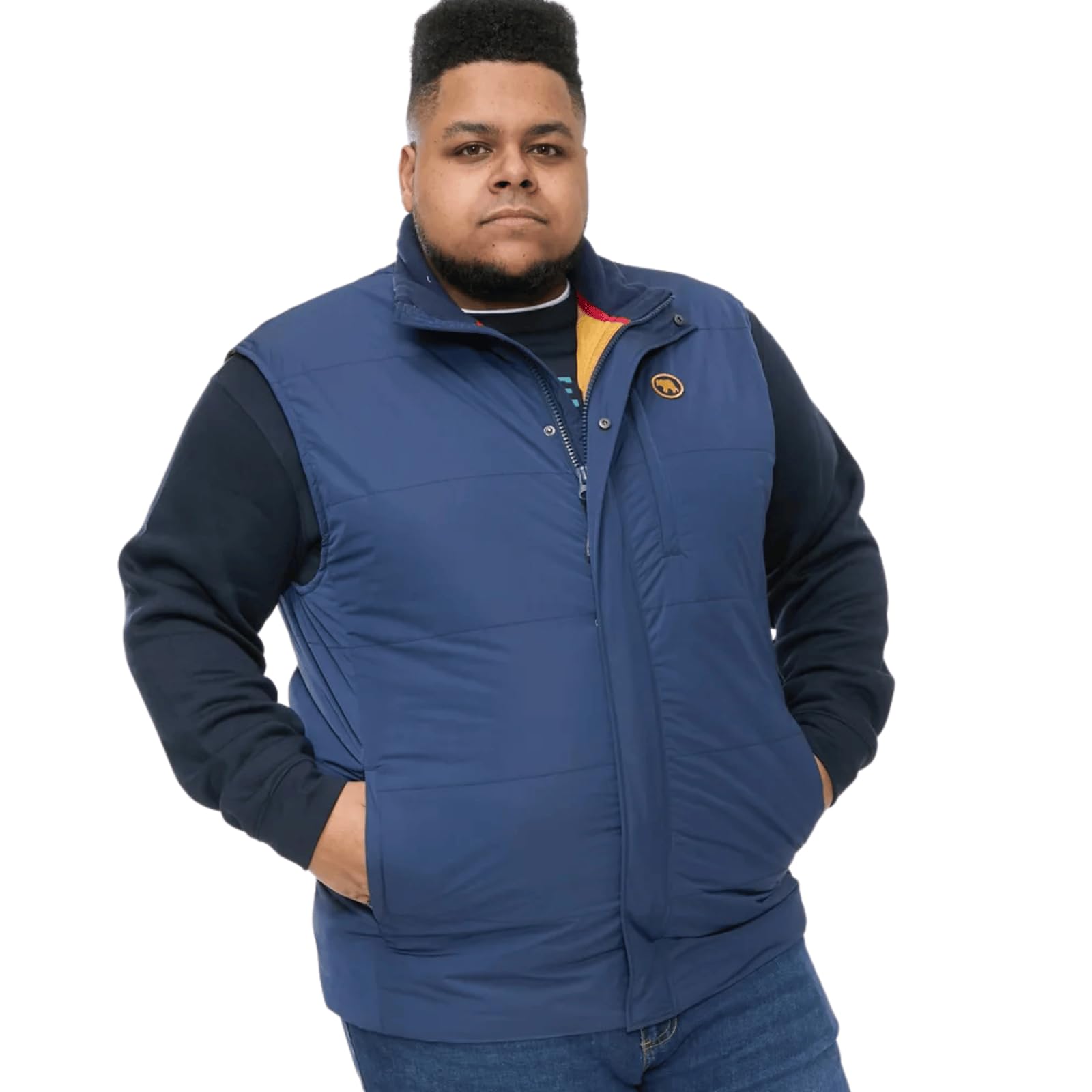 D555 Men's Navy Duke Felipe 1 Showerproof Zip Through Padded Gilet - Blue - 4XL