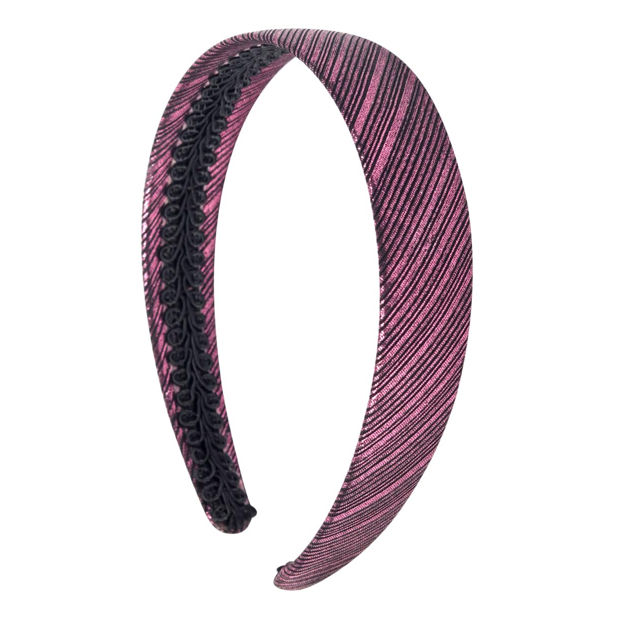 Motique Accessories 1 Inch Metallic Fabric Headband for Women and Girls(Pink)