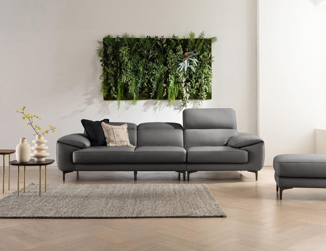 Fabrique Breeze Leatherette 3 Seater Sofa Set with Puffy Modern Design | for Living Room, Bedroom, Office, Home | Premium Comfort Soft & Smooth | Easy to Move Moveable Headrest | Grey-image-28