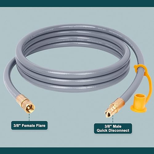 Miniatura 2 de GASPRO Manguera de gas natural de 10 pies de diámetro interior de 38 pulgadas, manguera de GLP de baja presión, para Weber, Char-Broil, horno de