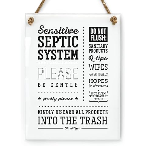 Reilly Originals 6x8 Inch Septic System Please Be Gentle Designer Bathroom Sign ~ Ready to Hang ~ Premium Finish, Durable