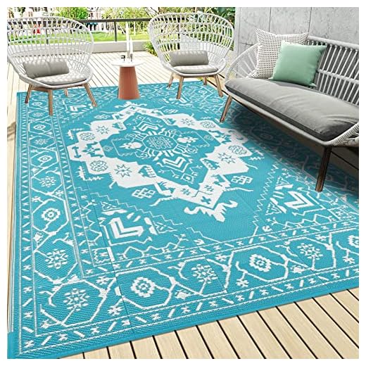 Pauwer Outdoor Rug for Patios Clearance 6'x9' Outdoor Plastic Straw Rug Waterproof Patio Camping Rug Reversible RV Mat Outdoor Area Rugs Floor Carpet for RV, Patio, Porch, Backyard, Deck, Camping
