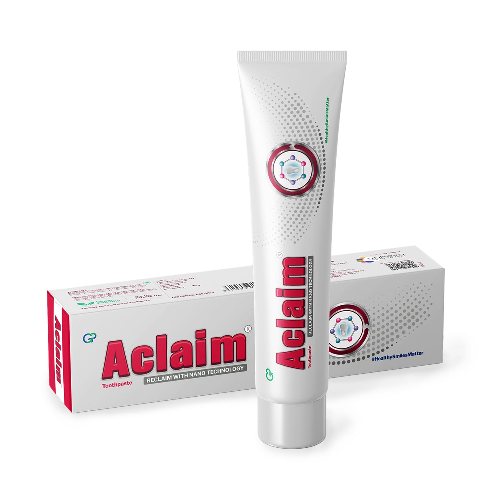 Aclaim Toothpaste for Remineralisation | Protect Teeth Enamel | Prevent Tooth Decay | Repair Enamel | Gum Care | Teeth Whitening | Fluoride-free Tooth paste for Complete Oral Care (Pack of 1) 70g each