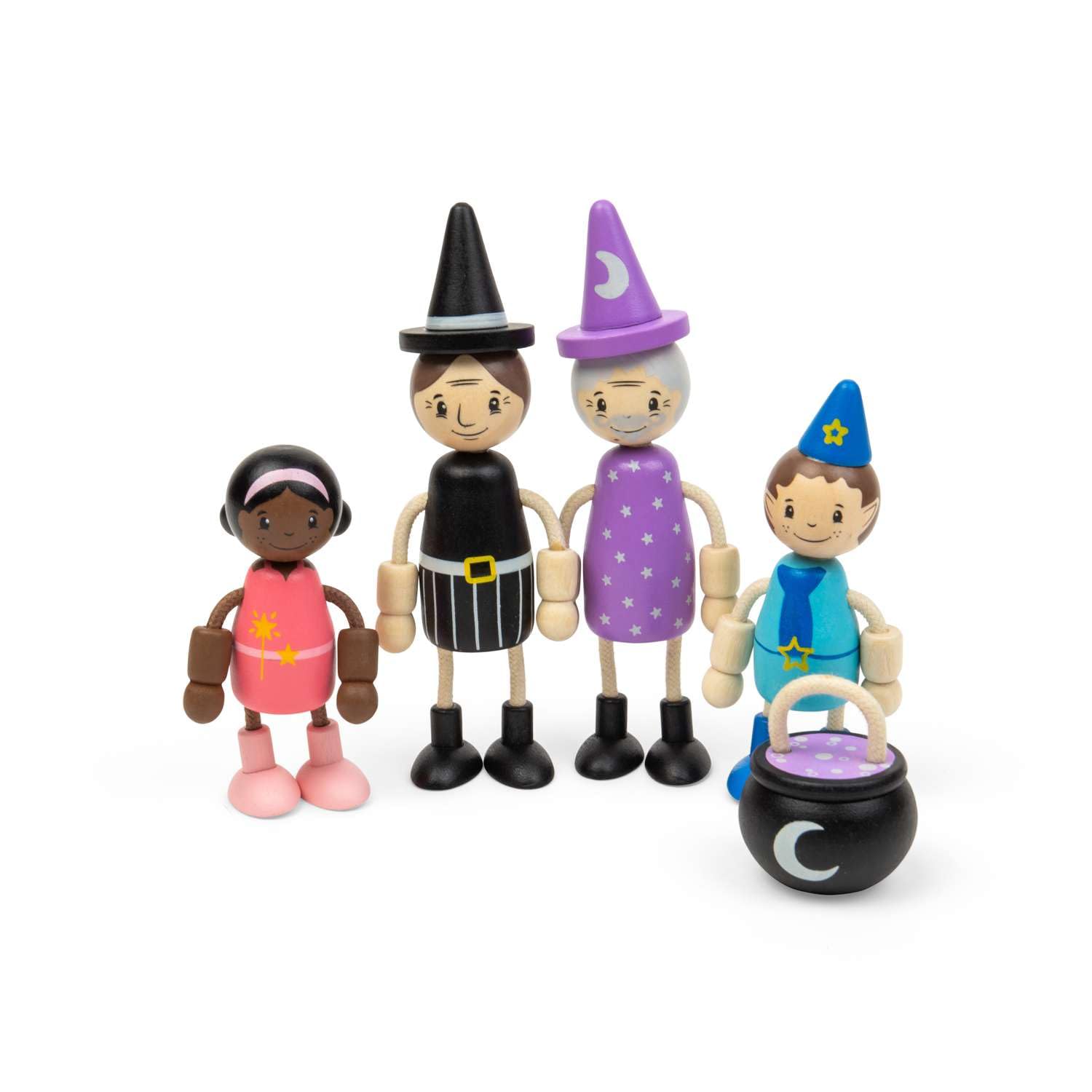Bigjigs Toys Fairytale Dolls | Wooden People & Fantasy Characters for a Doll House | Small Fairy, Witch, Wizard & Pixie Toy Figures for Kids | Dollhouse or Castle Accessories | Magical Toddler Gifts