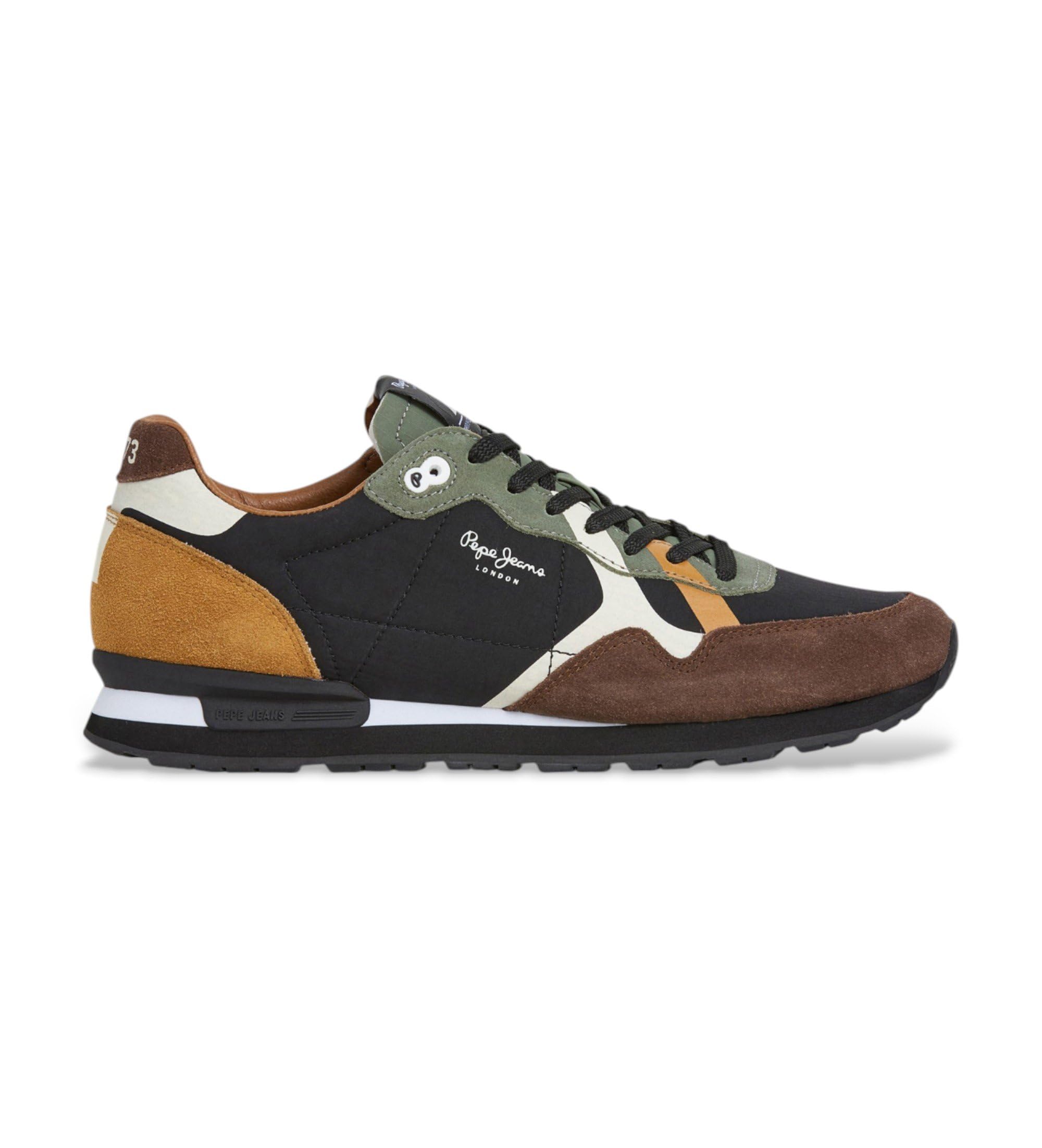 Pepe Jeans Men's BRIT Prints M Sneak, Brown (Dark Brown), 11