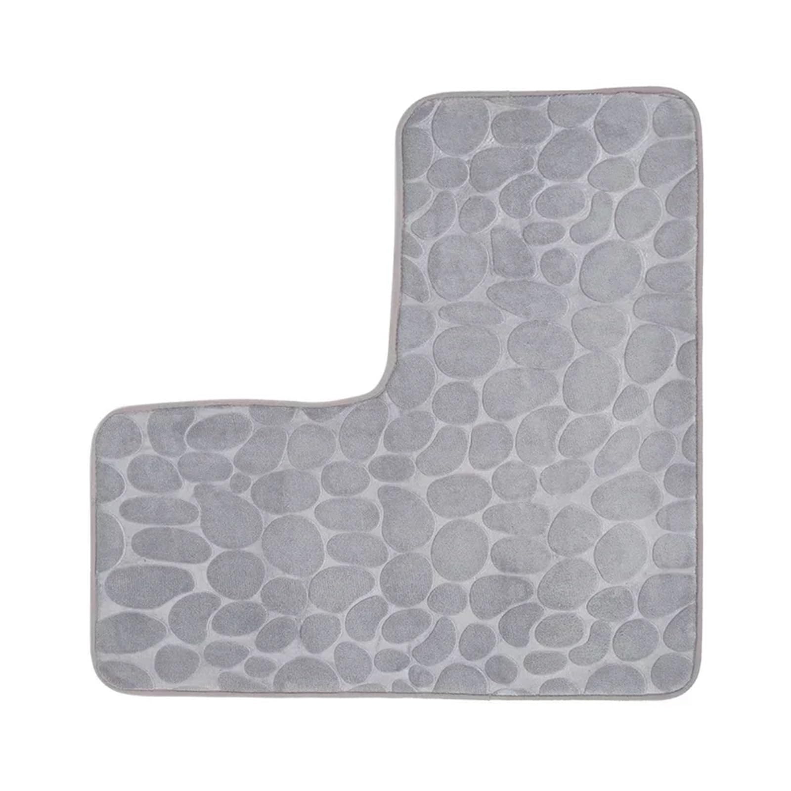 Tappeto da bagno a forma di L, tappetino antiscivolo, doccia angolare, morbido e assorbente, in cotone, tinta unita Tappetino da Bagno a Forma di L(Grey)