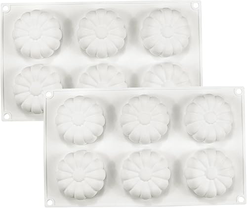 Miniatura 1 de 2PCS Sunflower Silicone Mold 6-Cavities Non Stick Flower Molds Silicone Baking Dish for Cake Muffin Cupcake Pudding